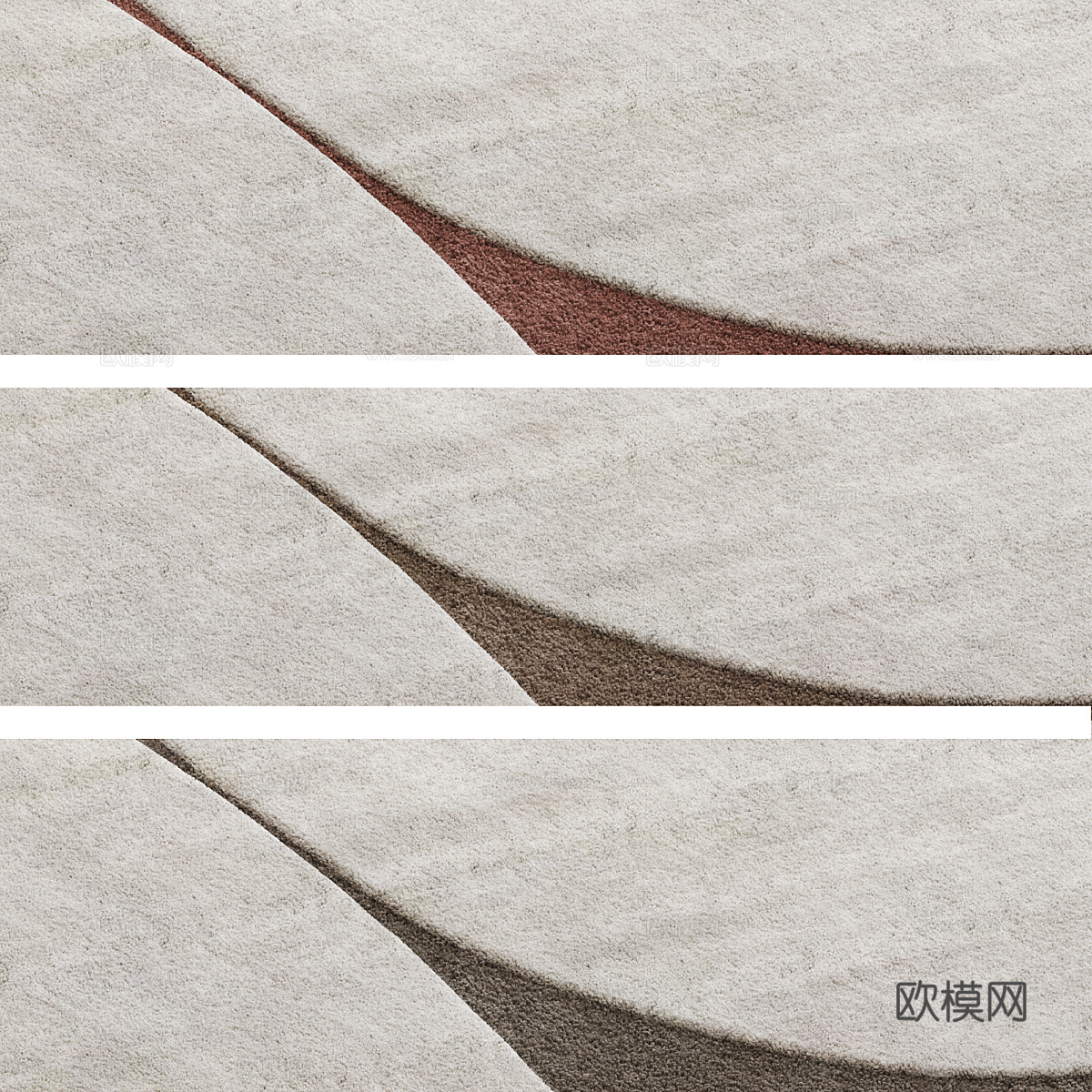 现代奶油风羊毛布艺地毯3d模型