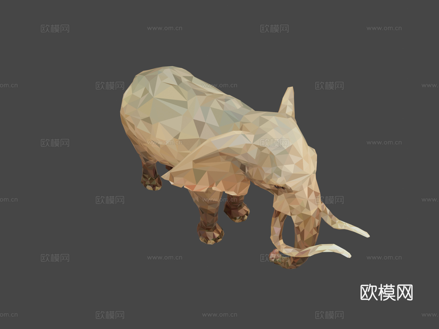 大象低多边形艺术非洲动物3d模型
