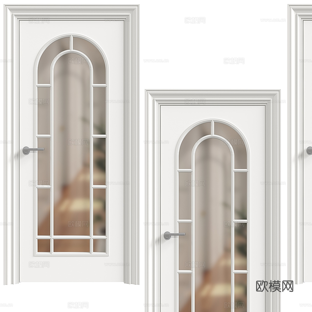 法式简约单开门 单开门 玻璃门 简约房间门 卧室门3d模型