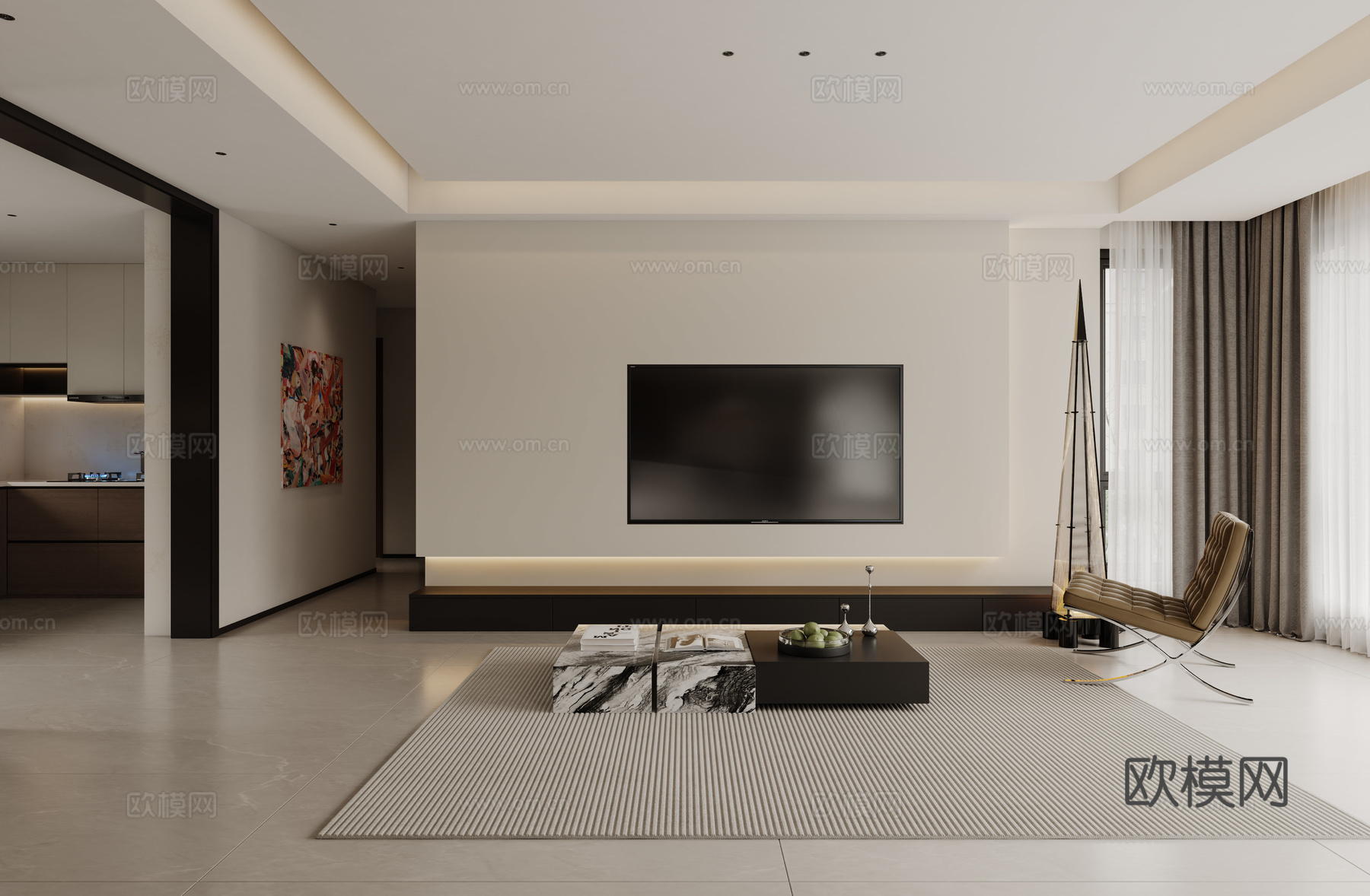 现代简约客餐厅3d模型