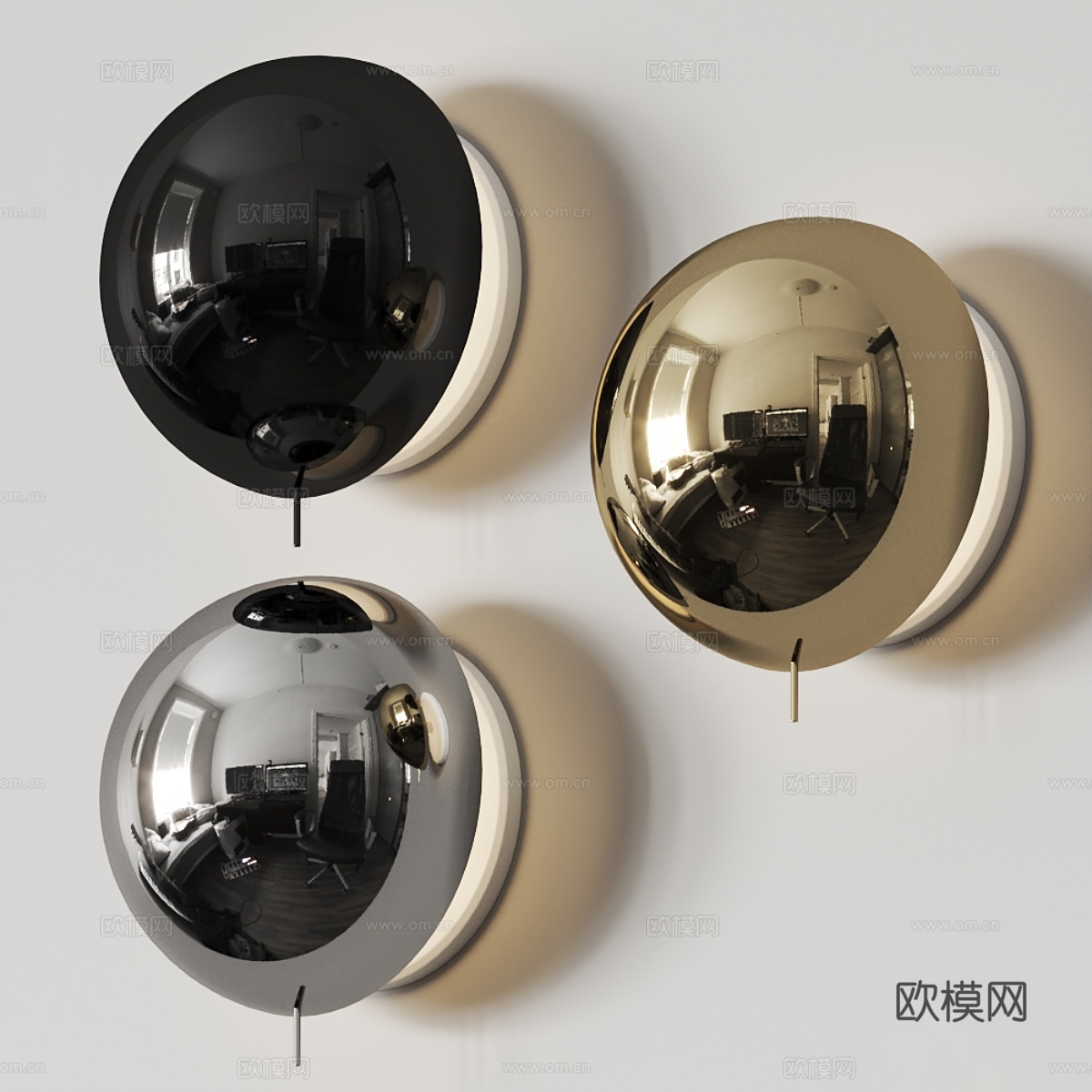 现代意式轻奢金属壁灯3d模型