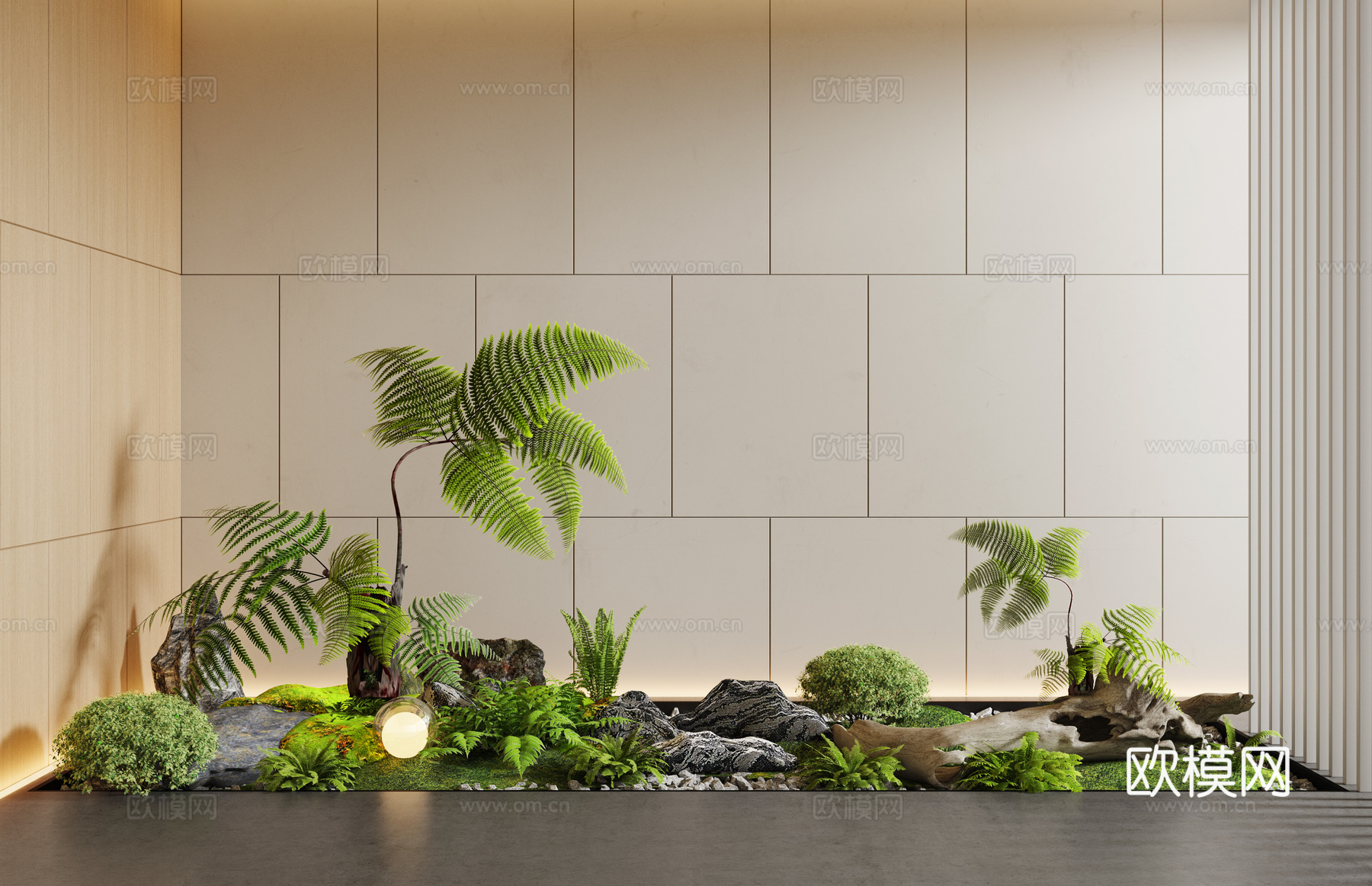 新中式室内景观造景3d模型