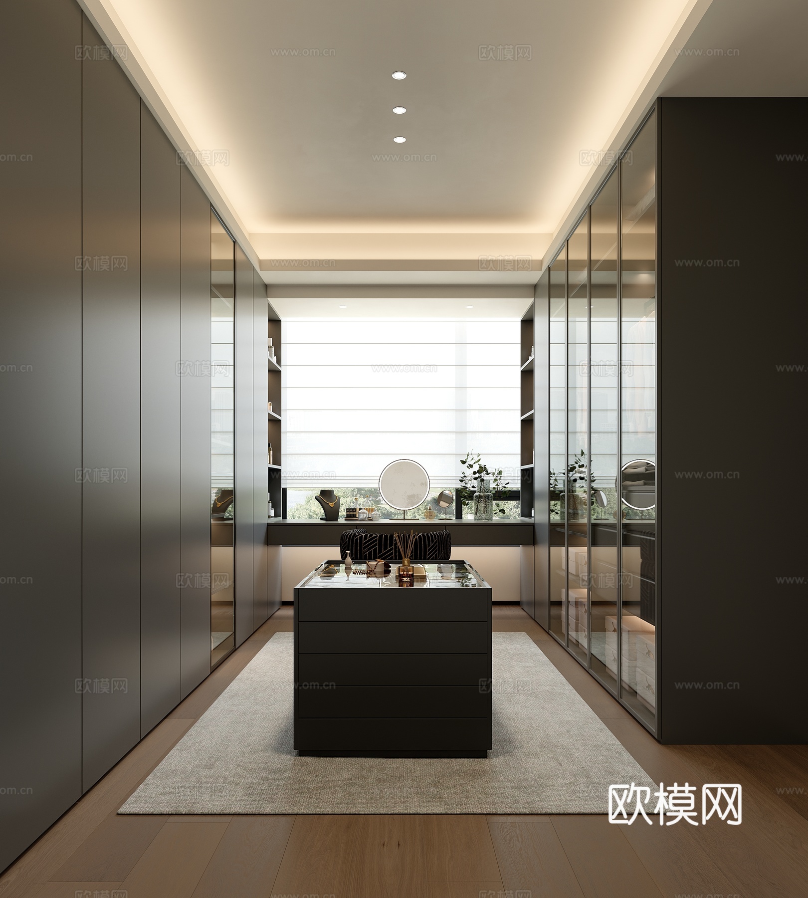 意式轻奢 衣帽间3d模型