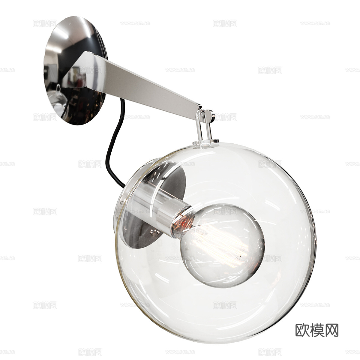 现代极简球形玻璃壁灯3d模型