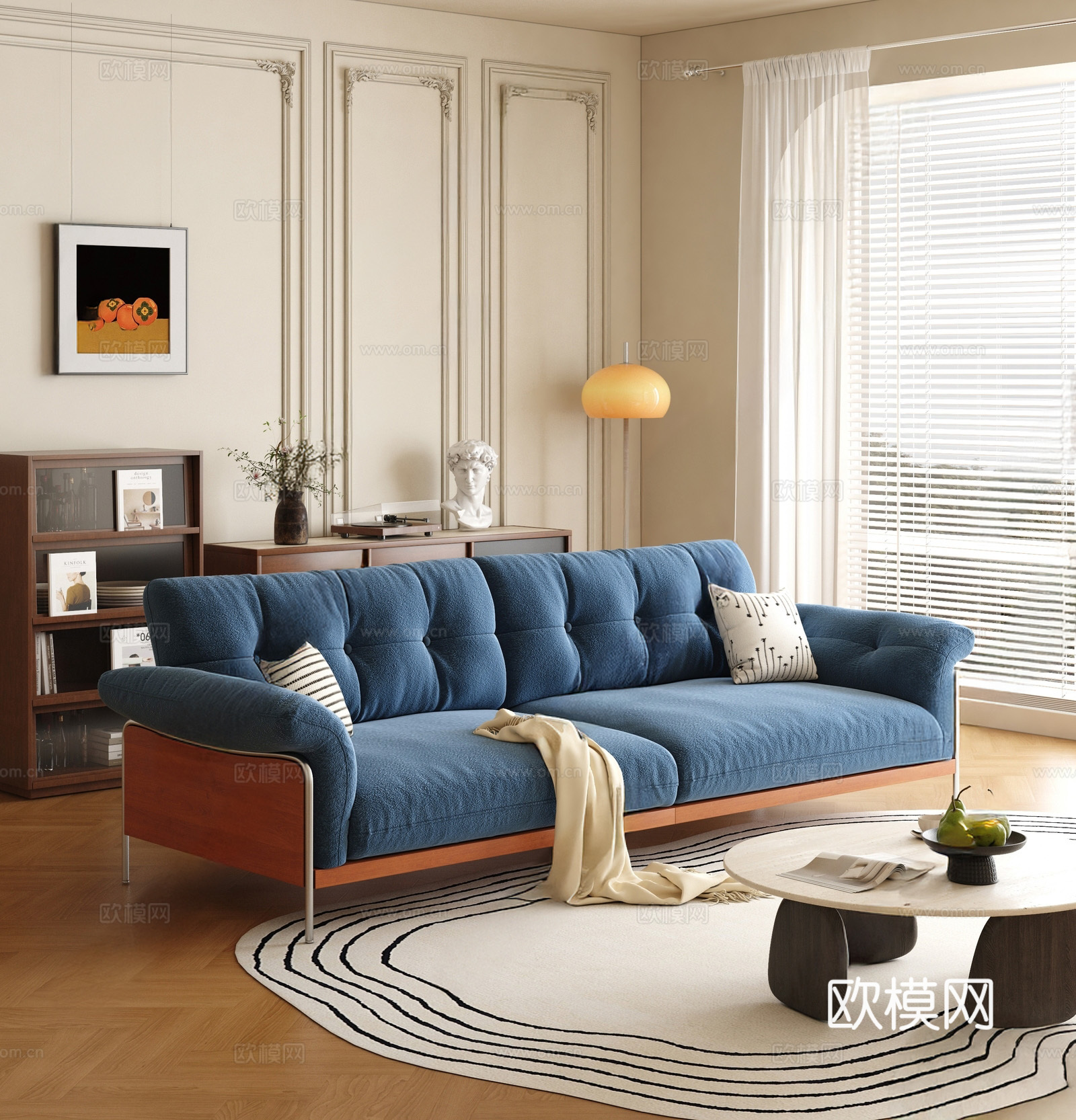 现代中古三人沙发3d模型下载