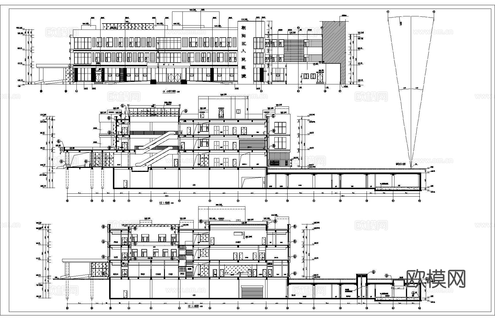 医院建筑 医疗建筑 门诊楼 综合楼 施工图 平面 立面 剖面cad施工图