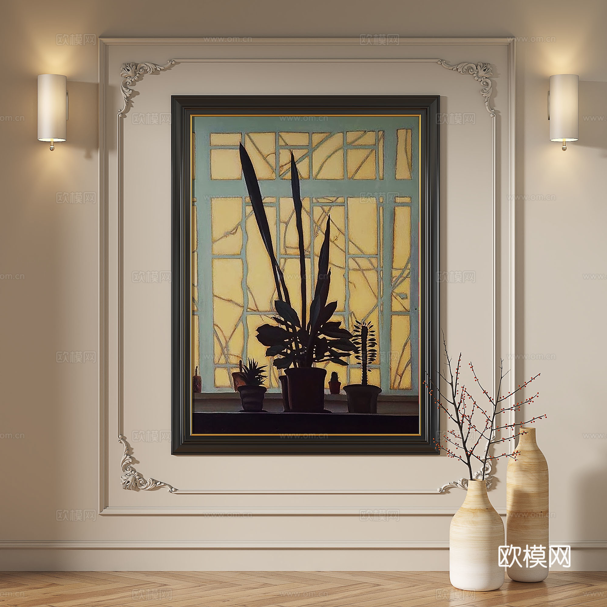 法式，复古，油画，现代，简约，轻奢，现代，装饰画3d模型