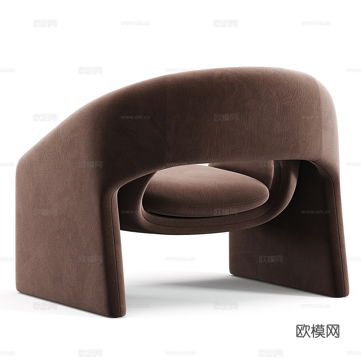 现代意式奶油风布艺扶手椅3d模型