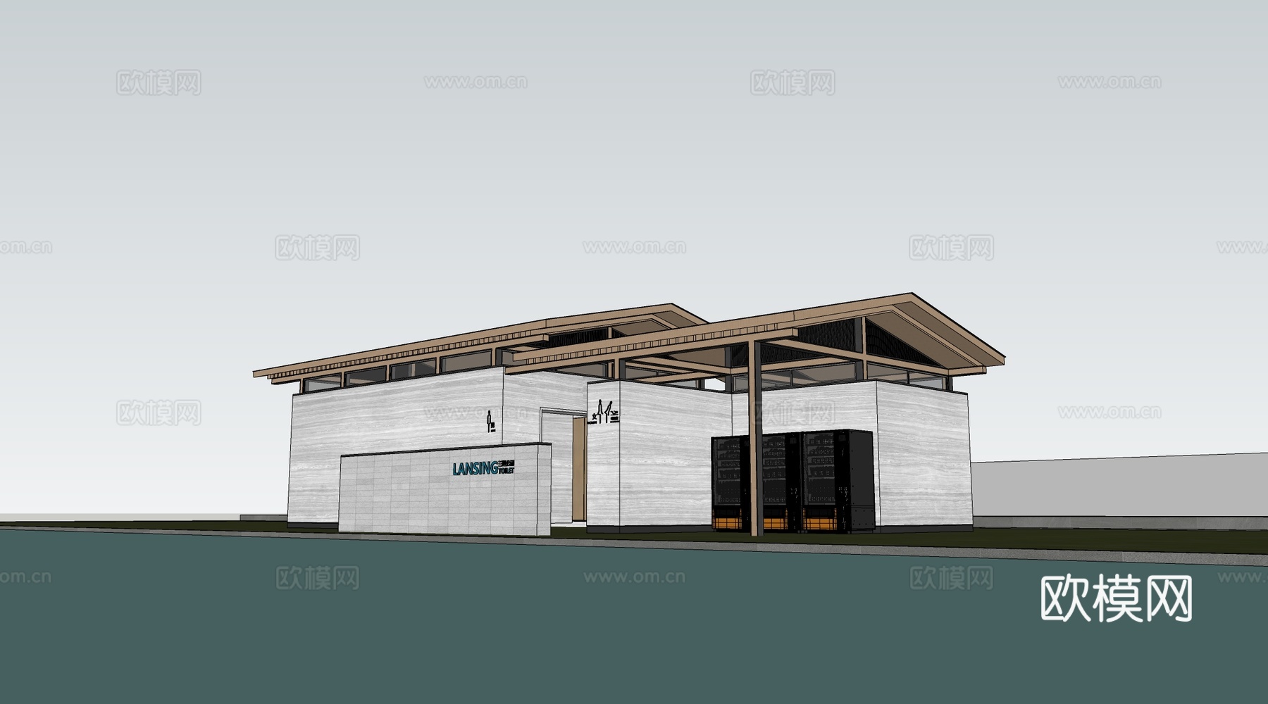 现代公厕建筑 厕所建筑 旅游厕所 公共卫生间su模型