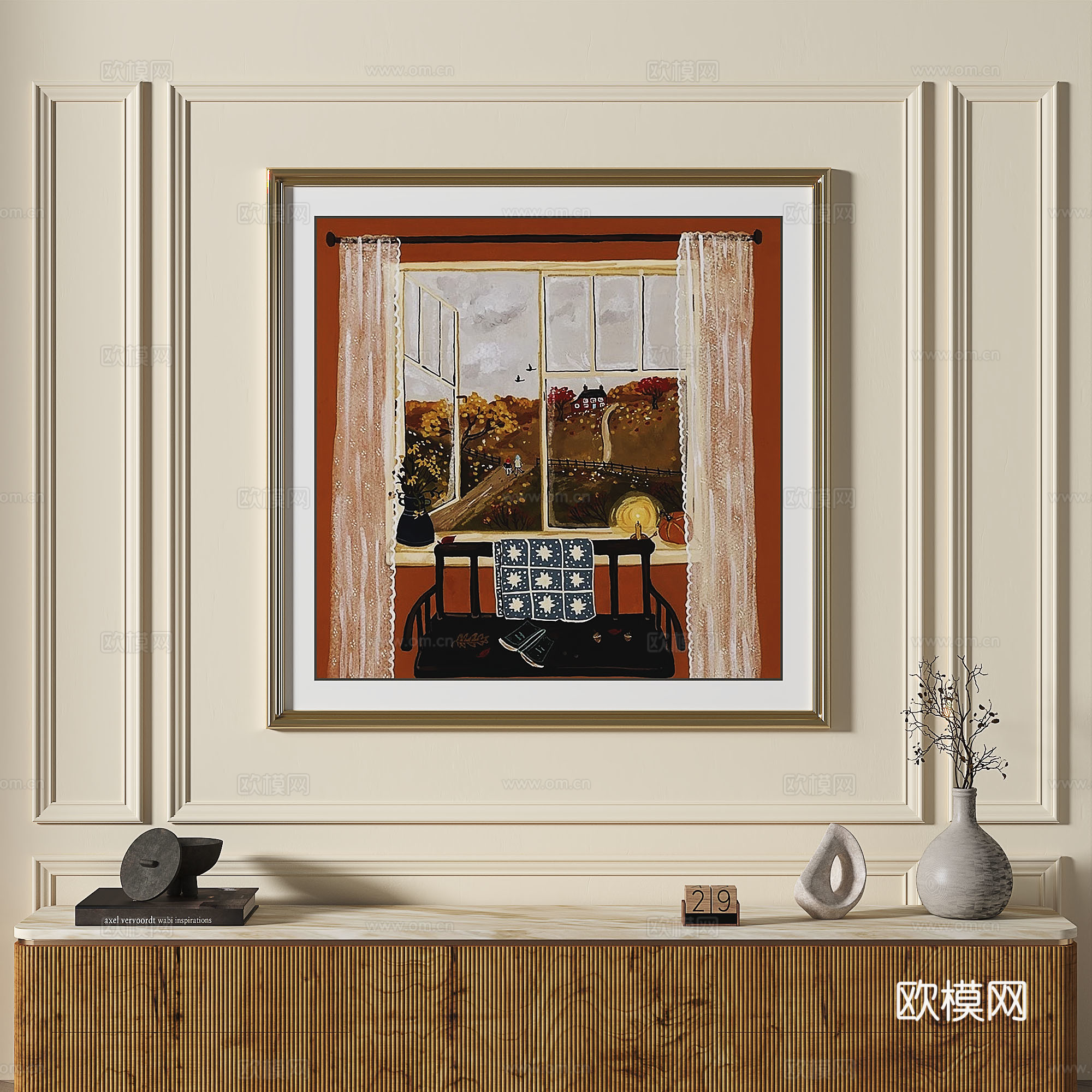 法式，复古，油画，简约，现代，轻奢，抽象，装饰画3d模型