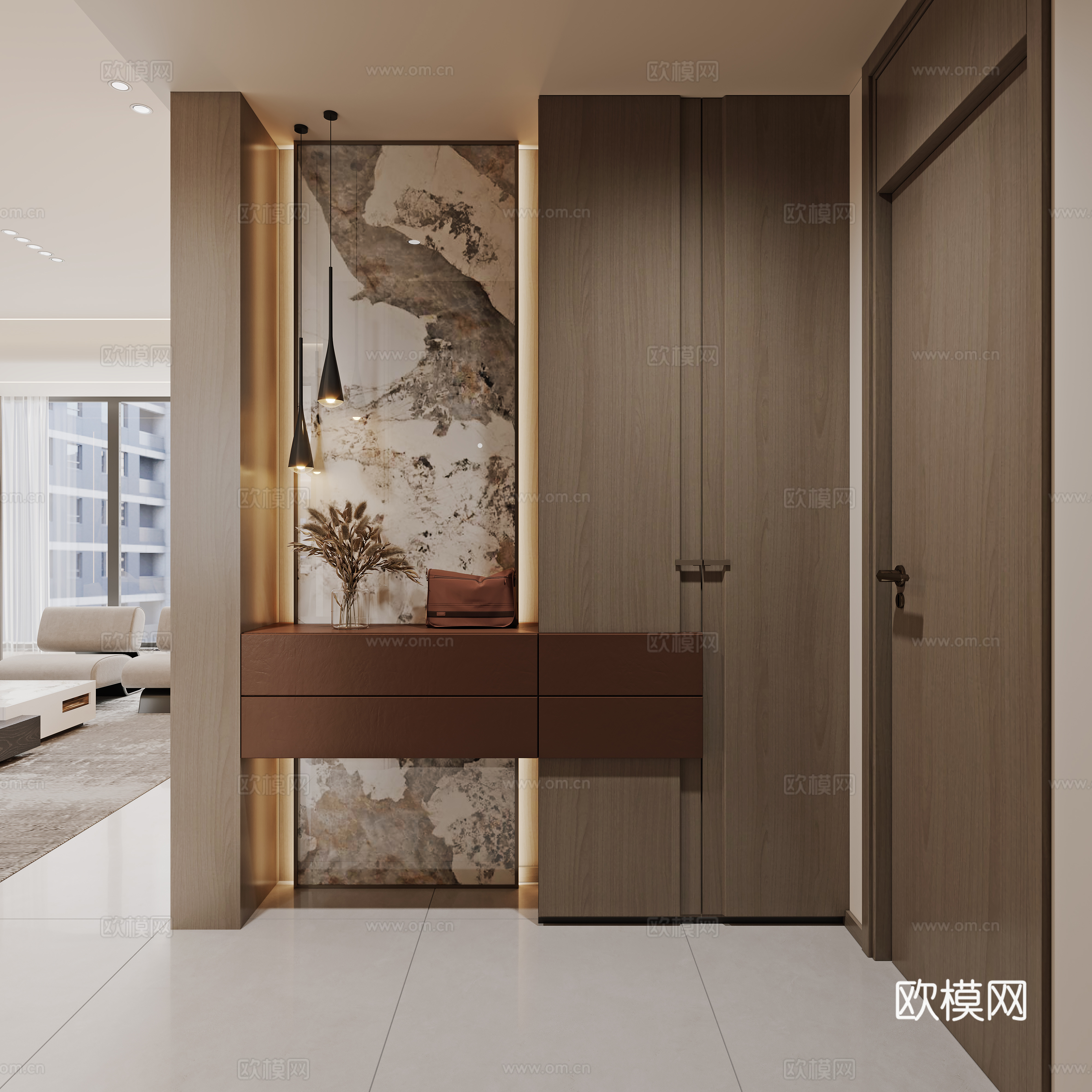 入户玄关 玄关装饰 玄关背景3d模型