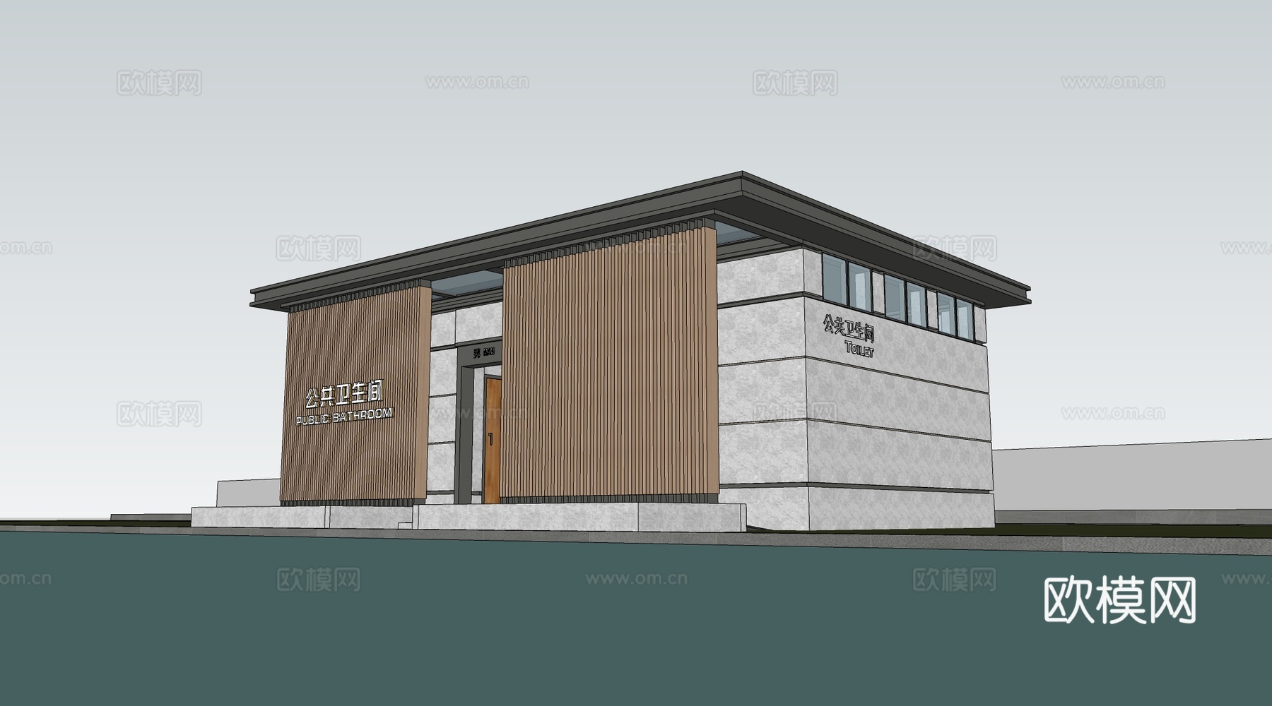 现代公厕建筑 厕所建筑 旅游厕所 公共卫生间su模型