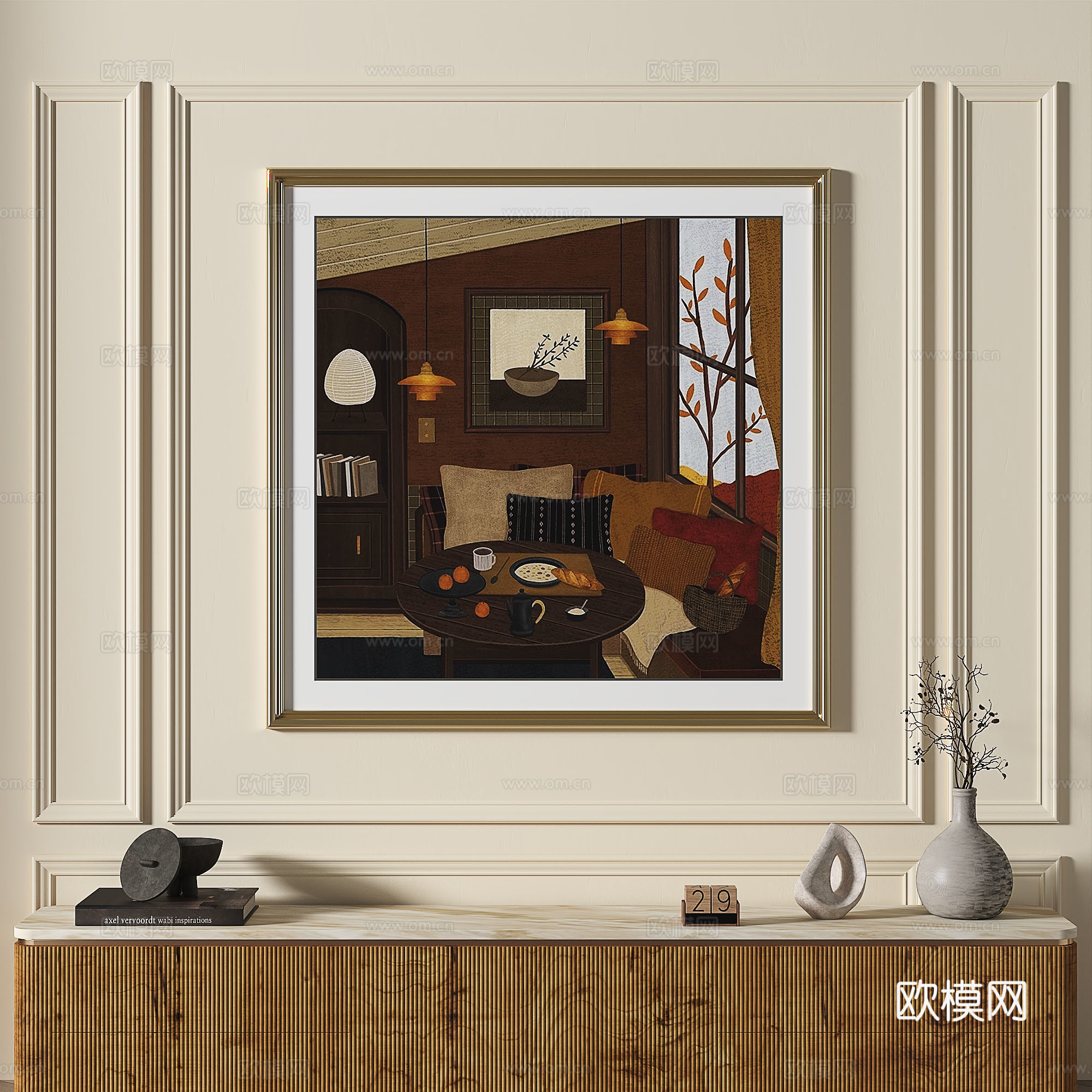 法式，复古，油画，简约，现代，轻奢，抽象，装饰画3d模型