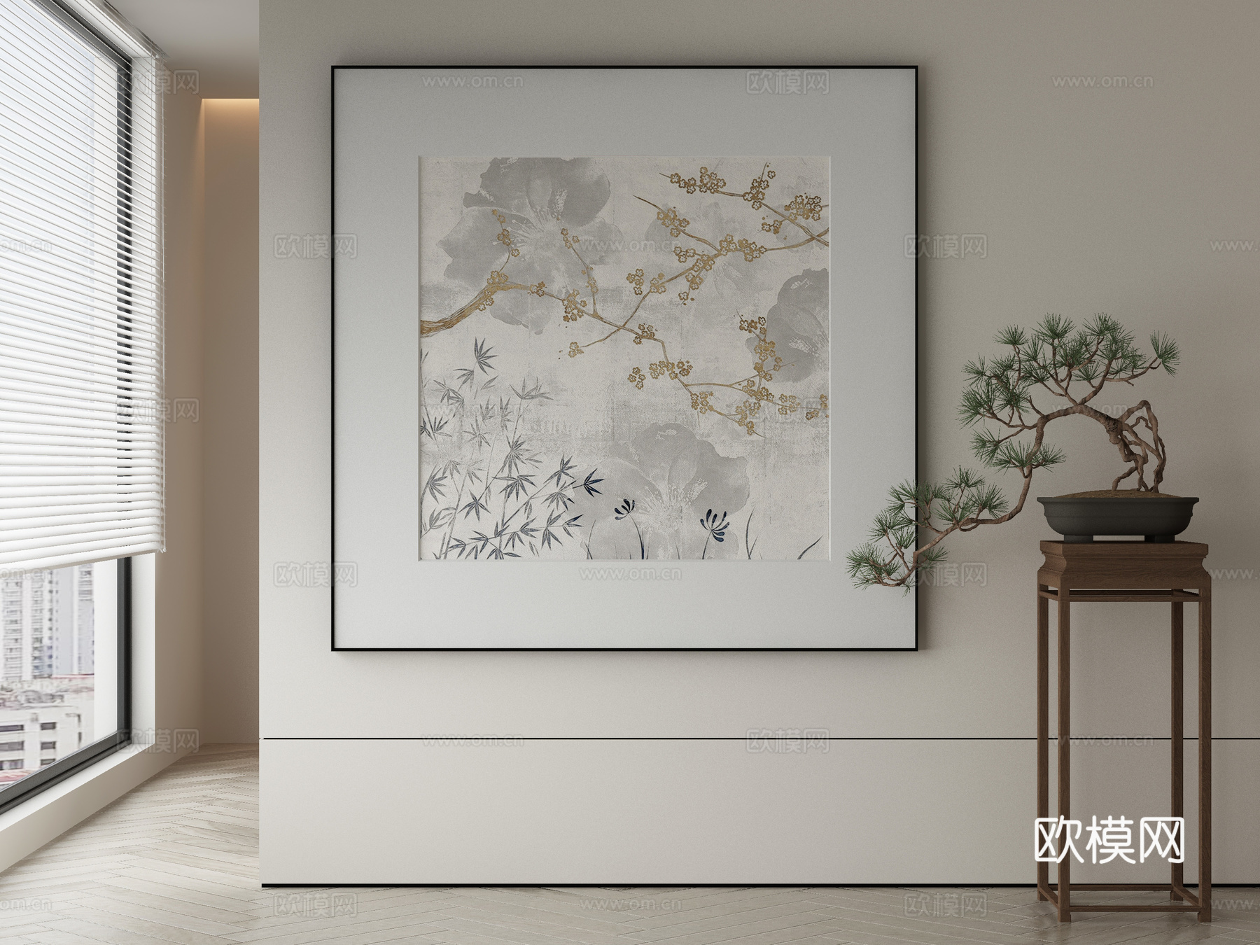 新中式侘寂挂画 油画3d模型