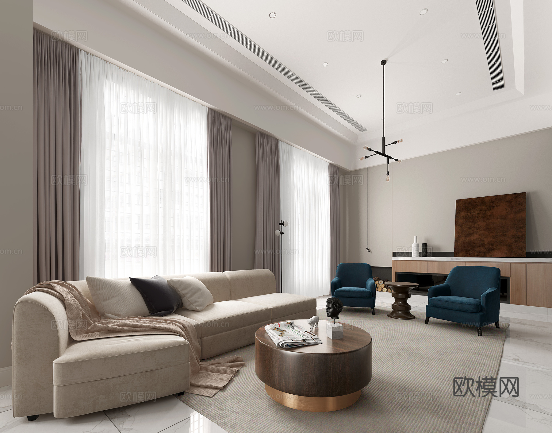 现代客厅 沙发茶几组合3d模型