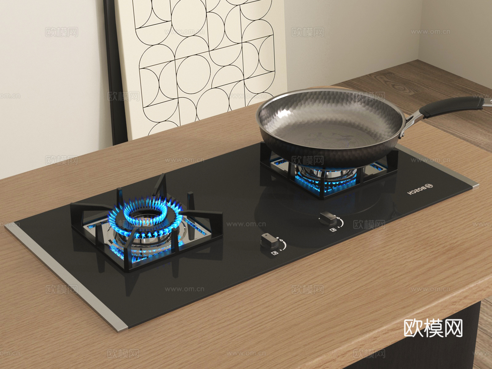 燃气灶 灶台 炉灶 平底锅3d模型