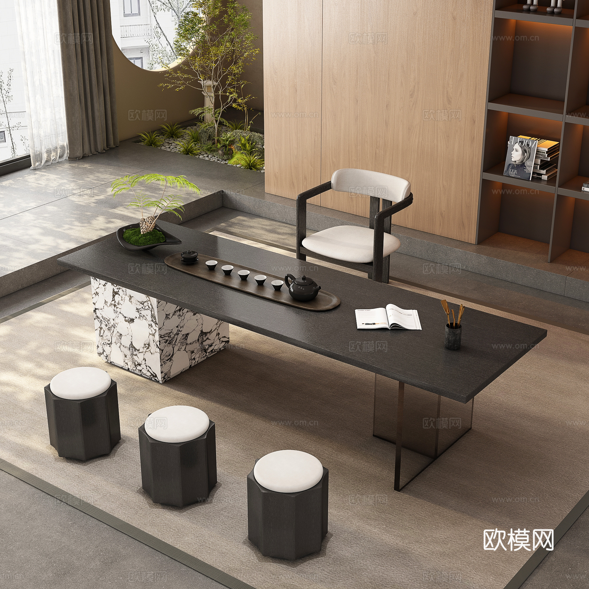 现代茶桌椅su模型