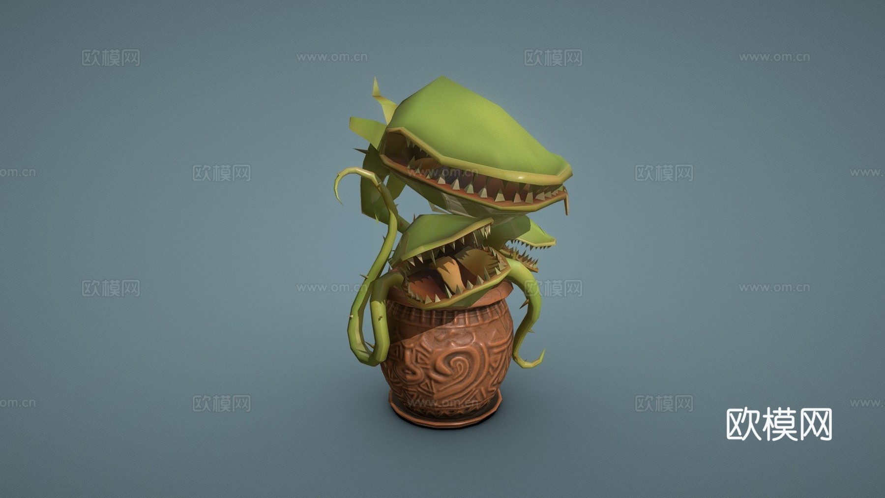 低多边形植物挑战-食肉花3d模型