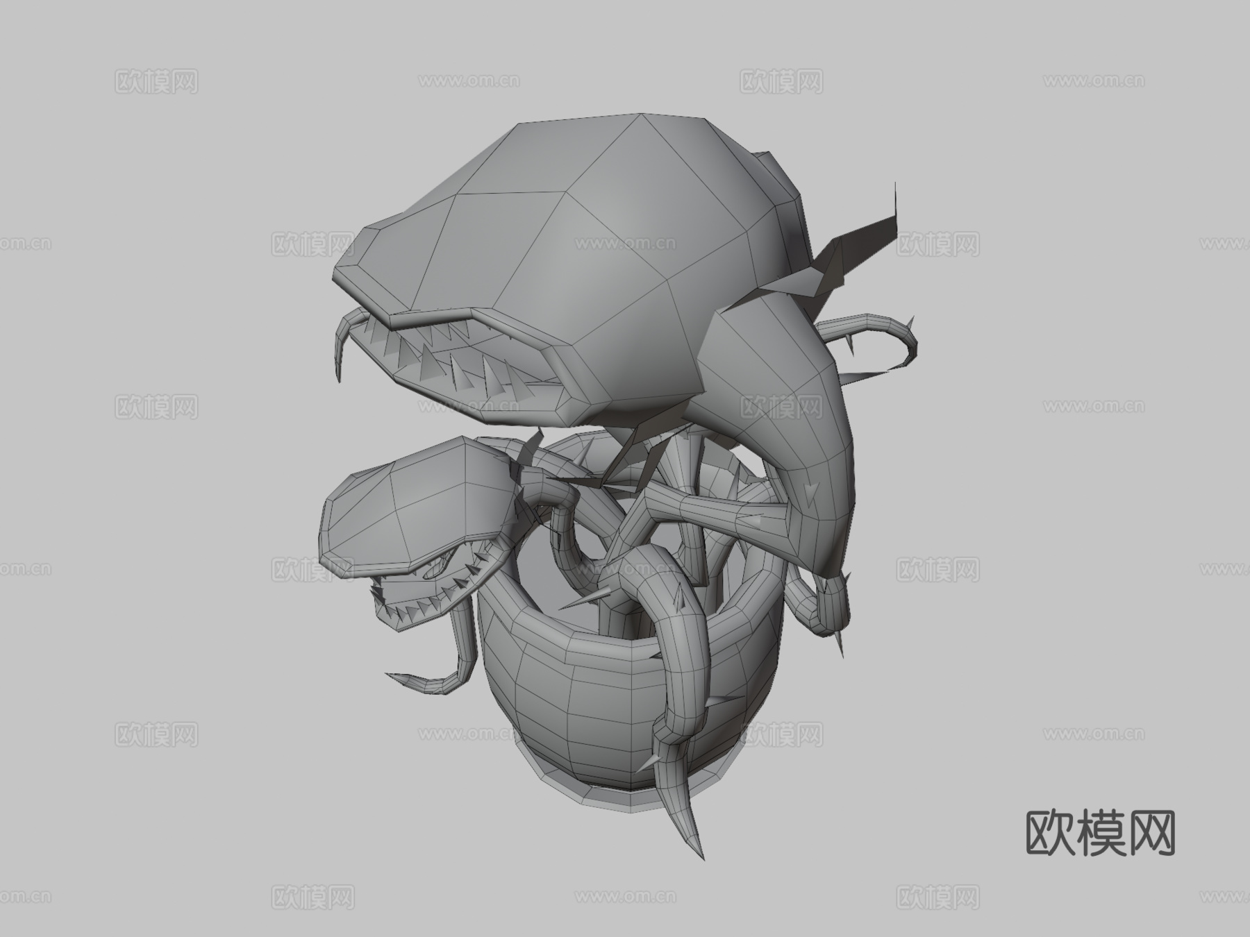 低多边形植物挑战-食肉花3d模型