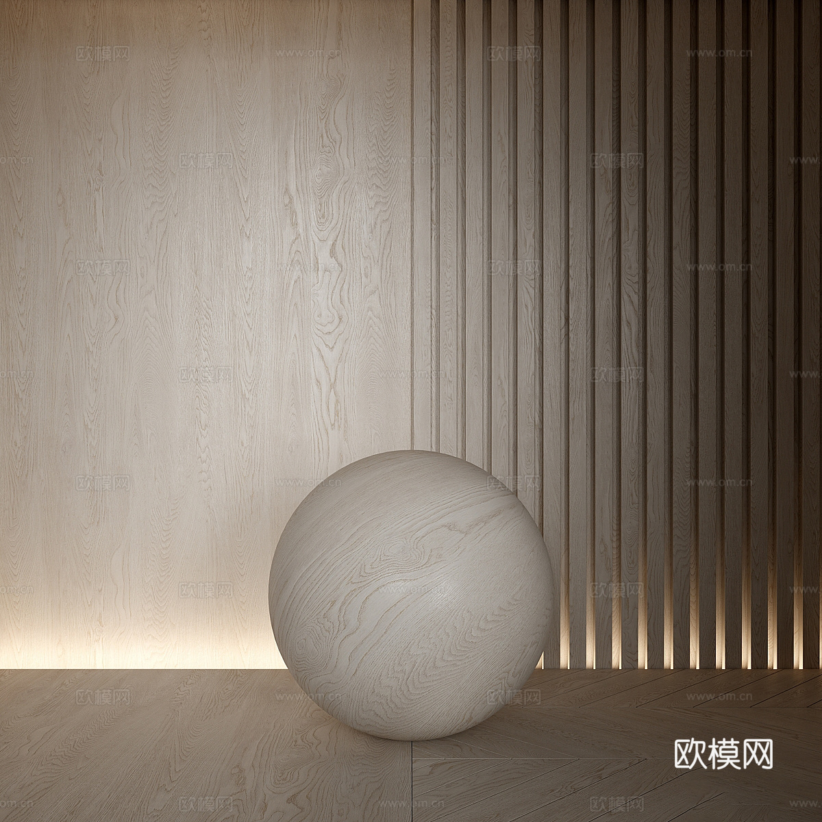 现代意式极简木纹 木饰面3d模型