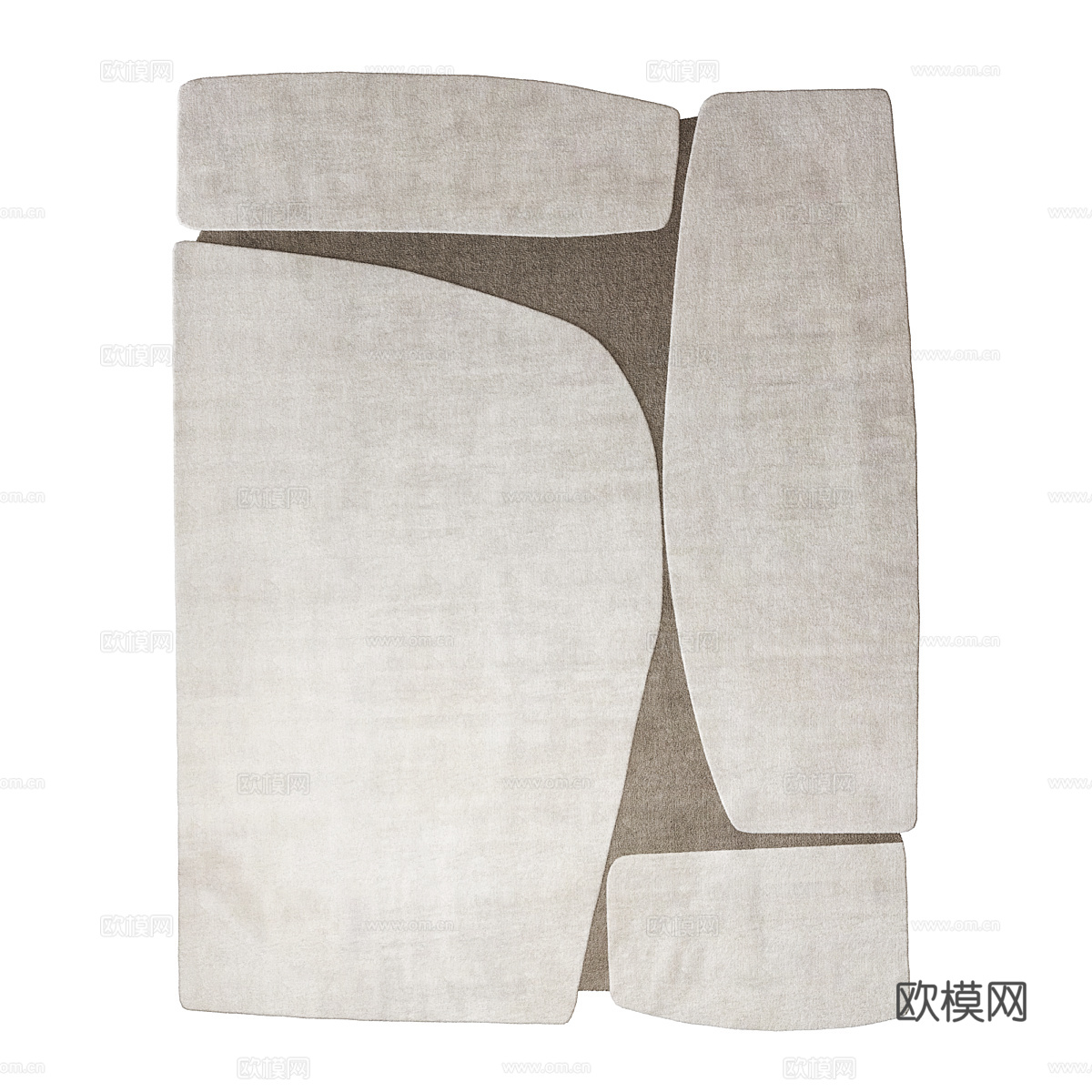 现代奶油风羊毛布艺地毯3d模型