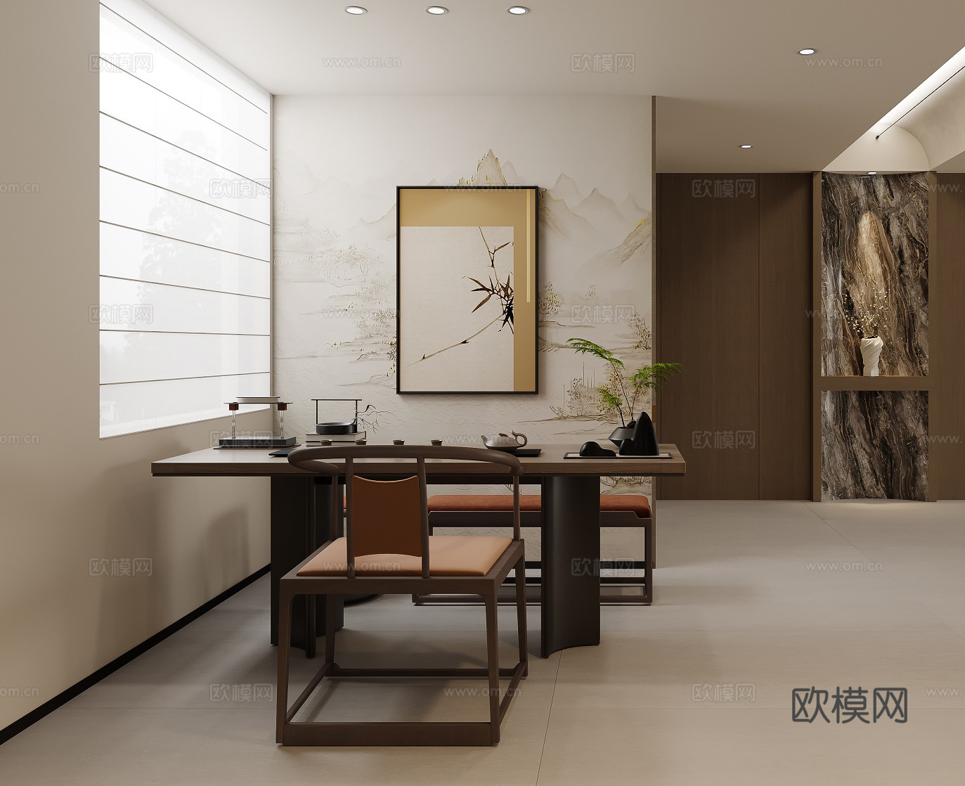 意式轻奢客餐厅3d模型
