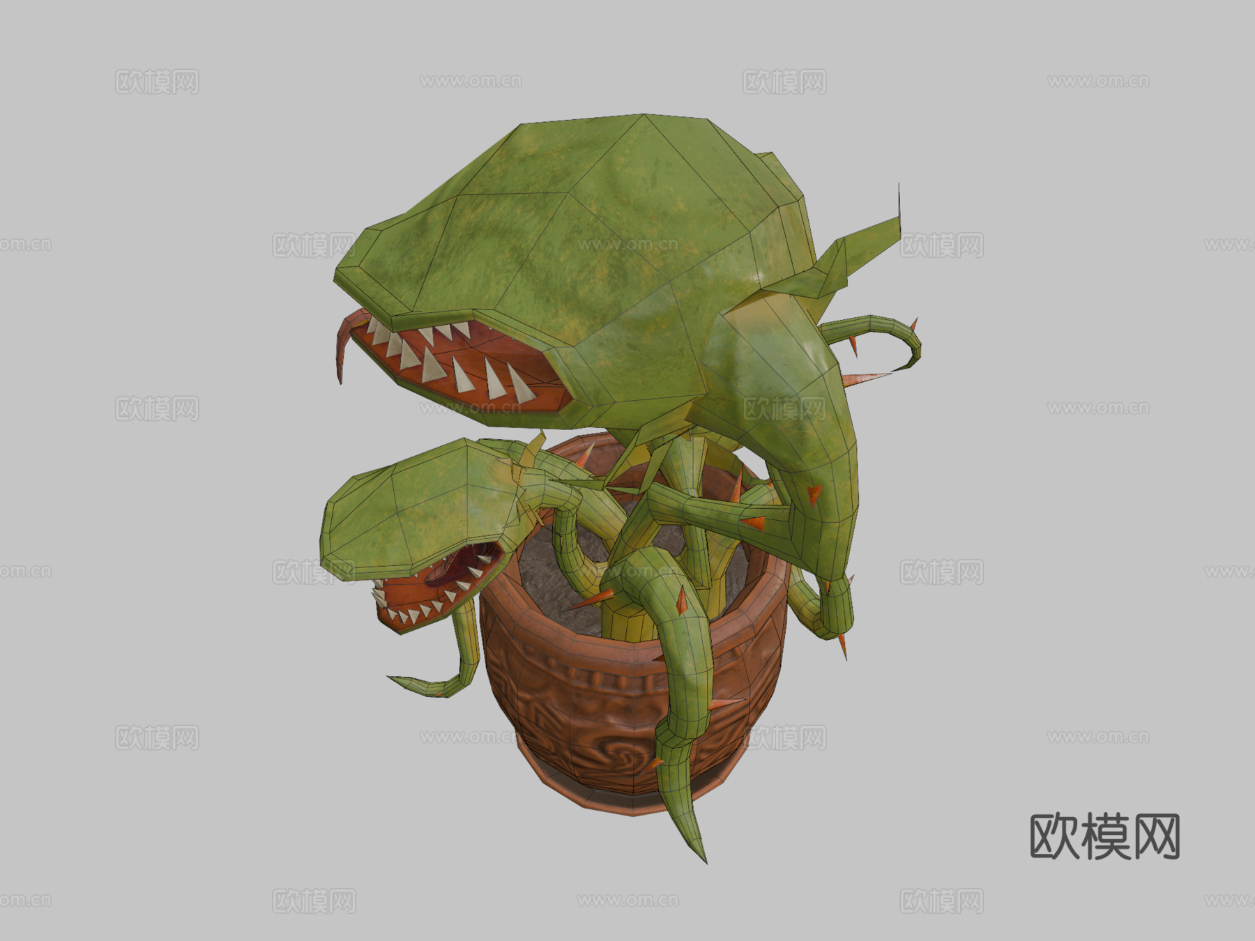 低多边形植物挑战-食肉花3d模型