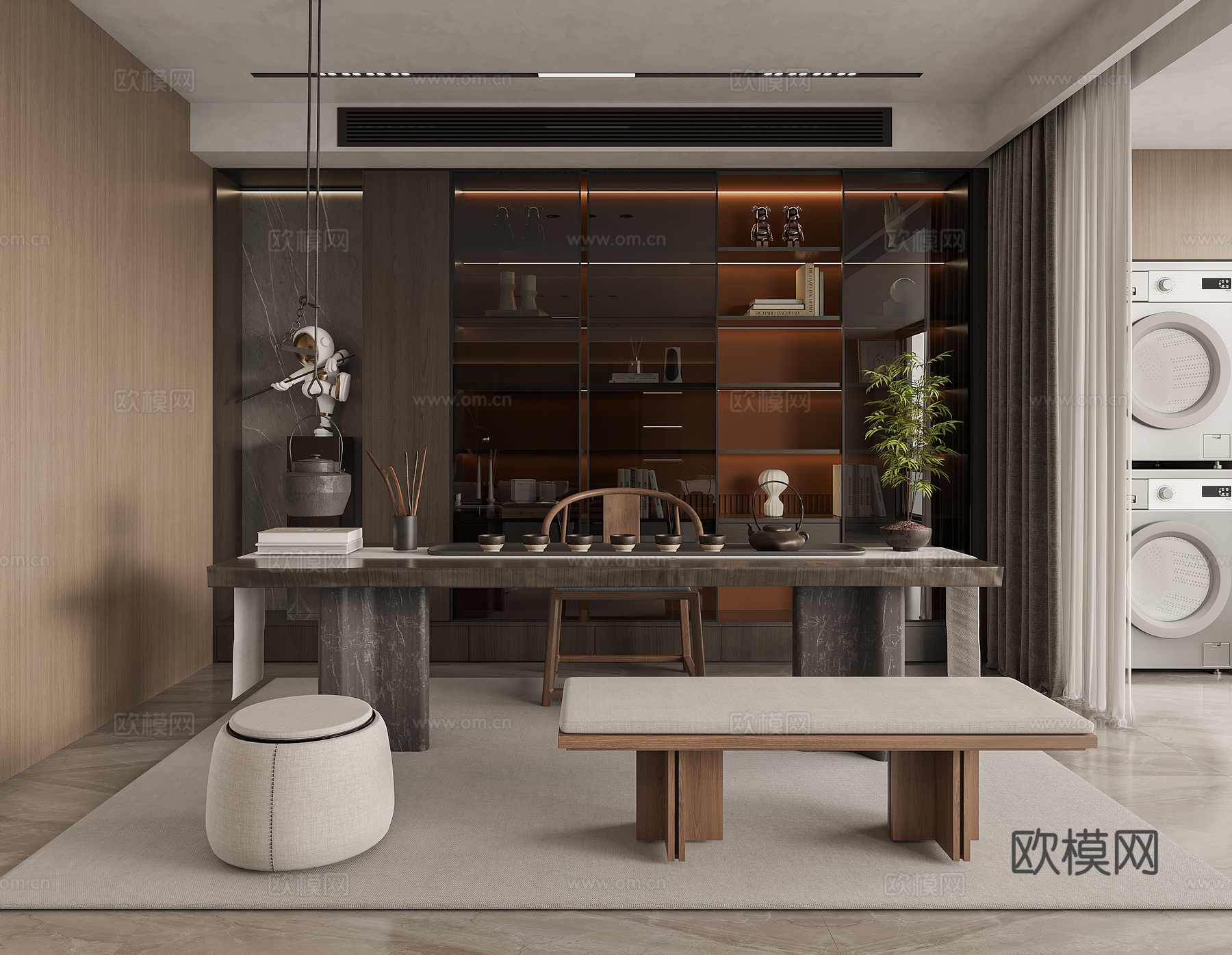 意式轻奢客餐厅3d模型