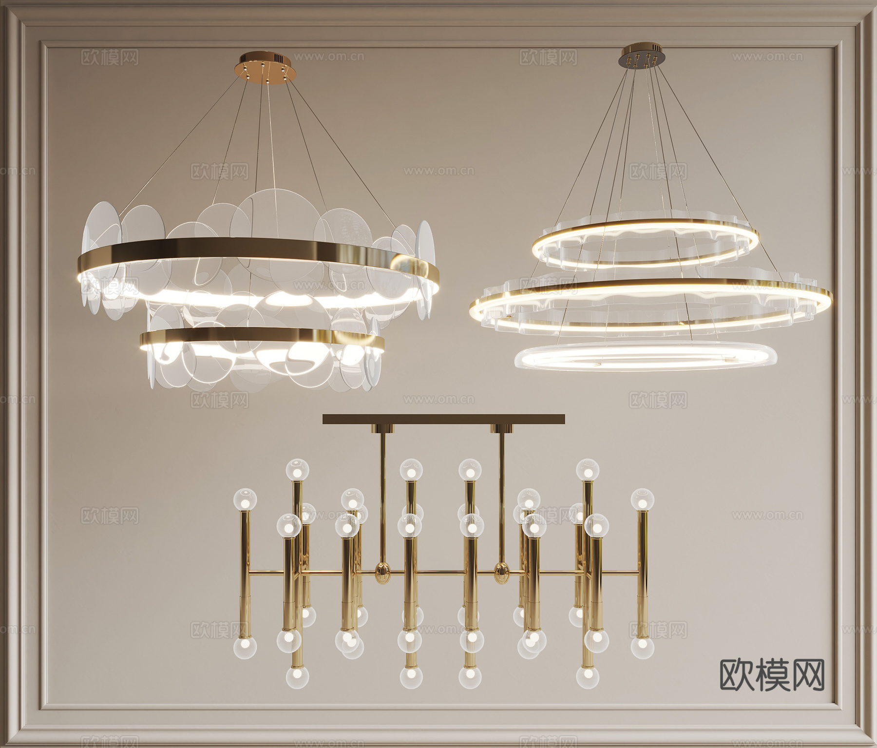 法式吊灯3d模型下载