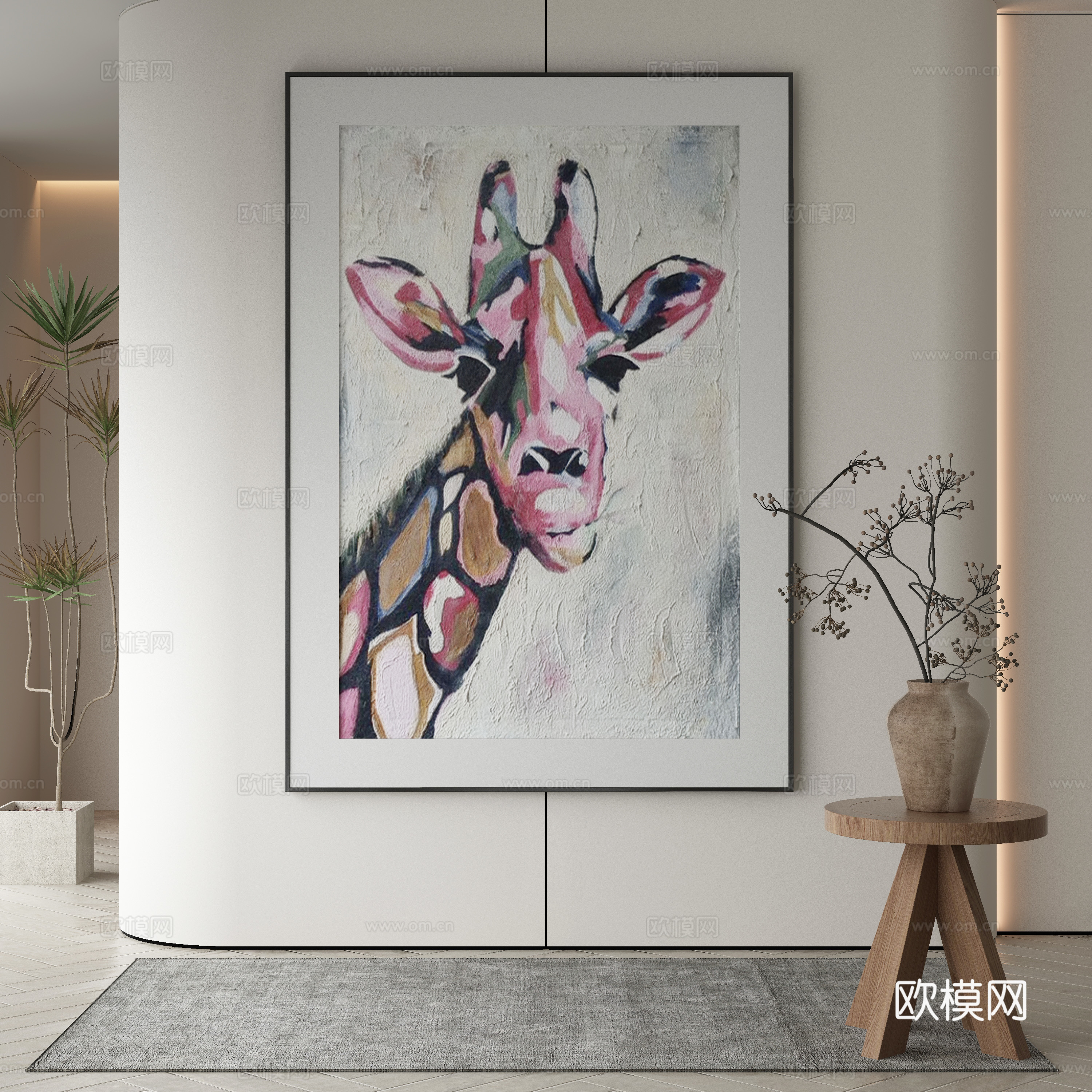 现代侘寂挂画 油画3d模型
