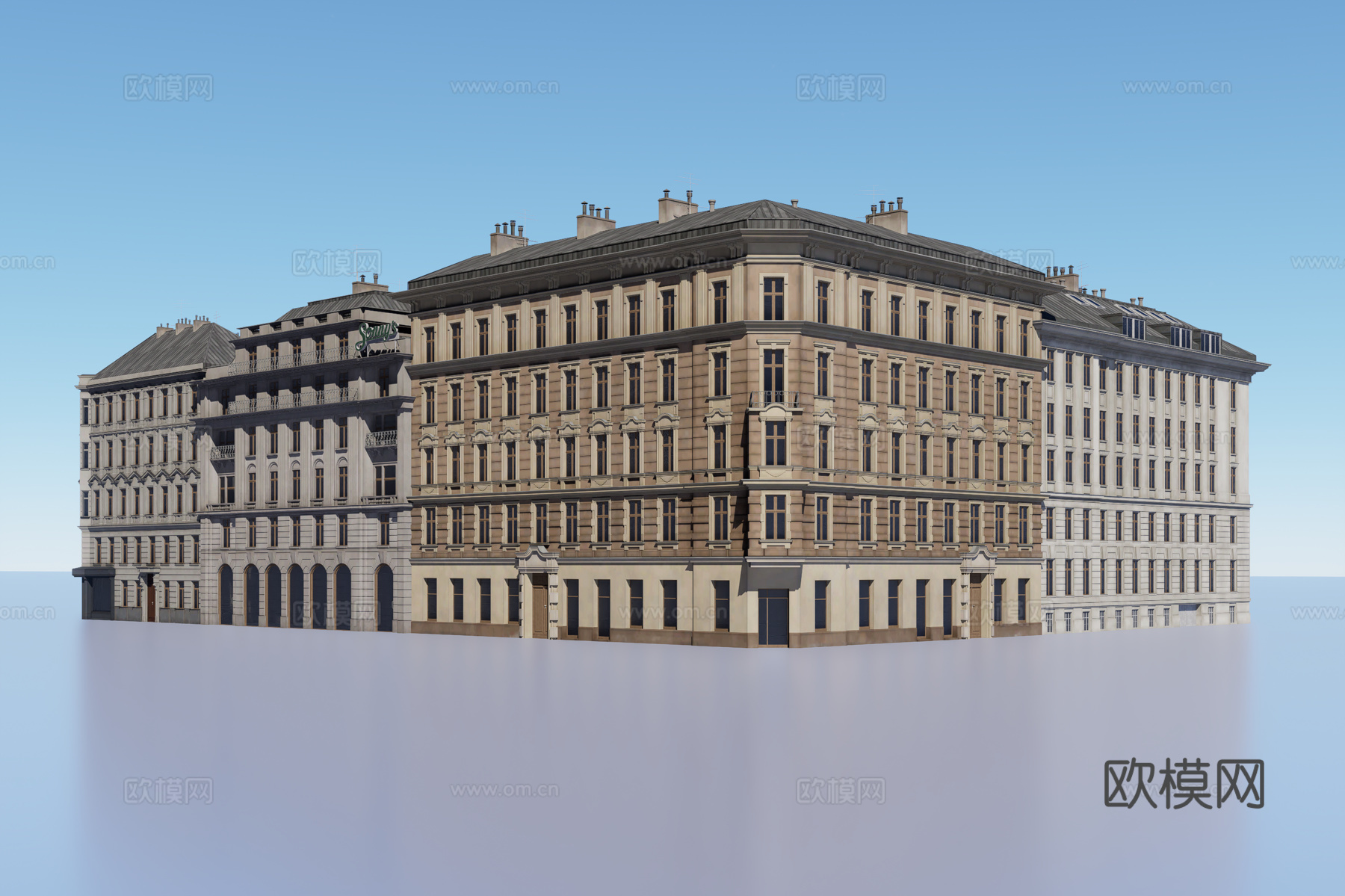 欧式围合建筑3d模型