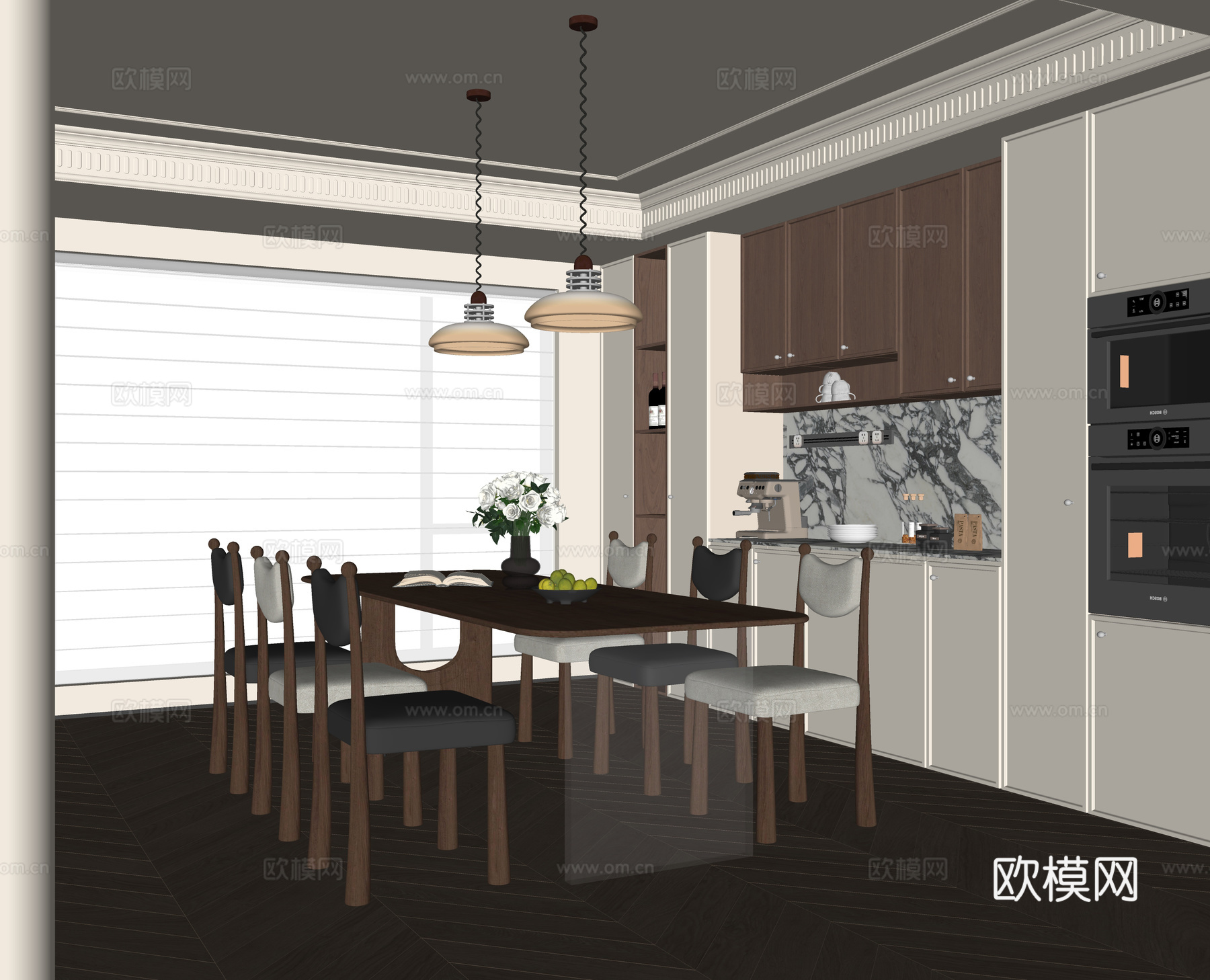 法式餐厅su模型