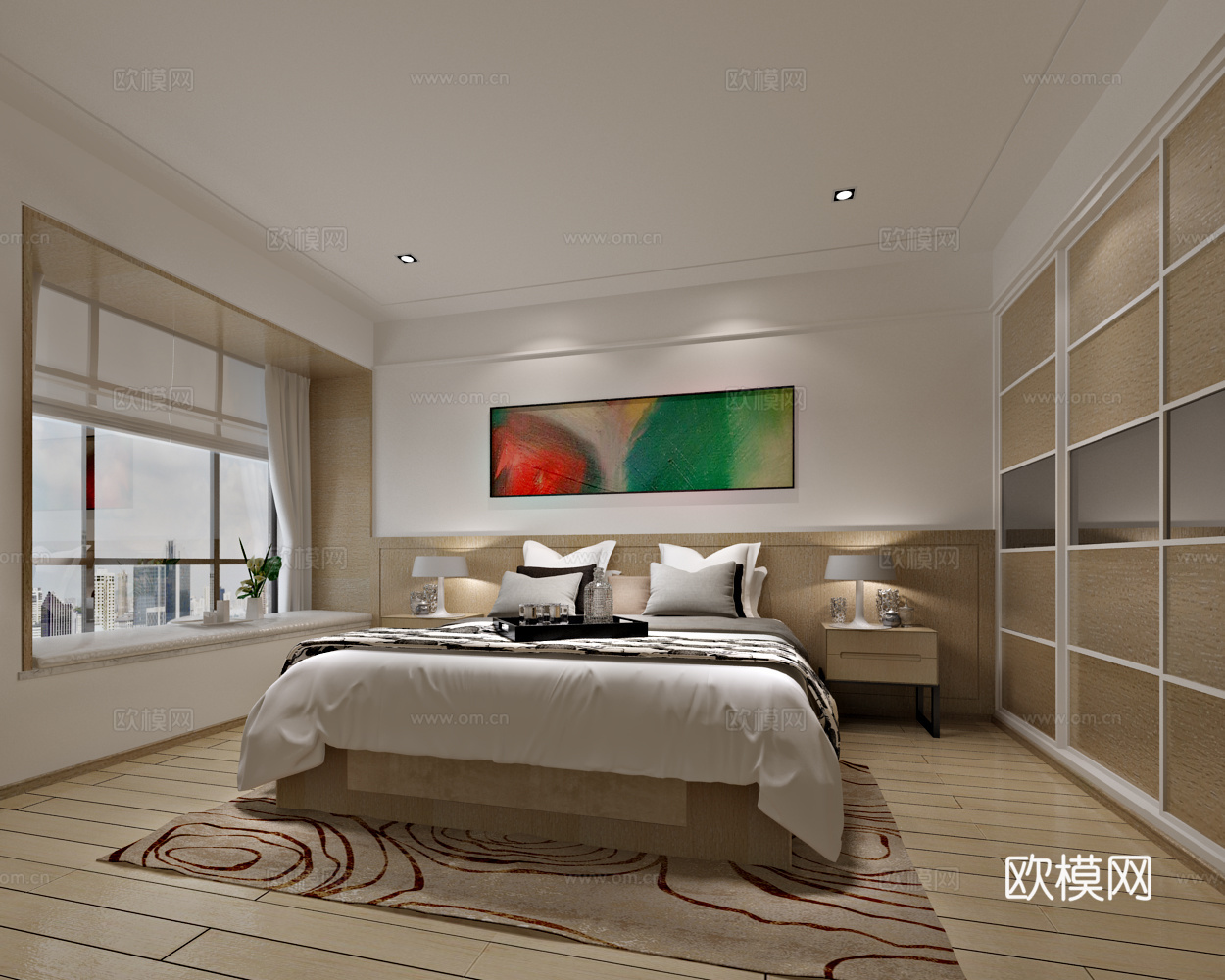 现代客厅 沙发茶几 电视柜 餐厅 卧室 双人床3d模型
