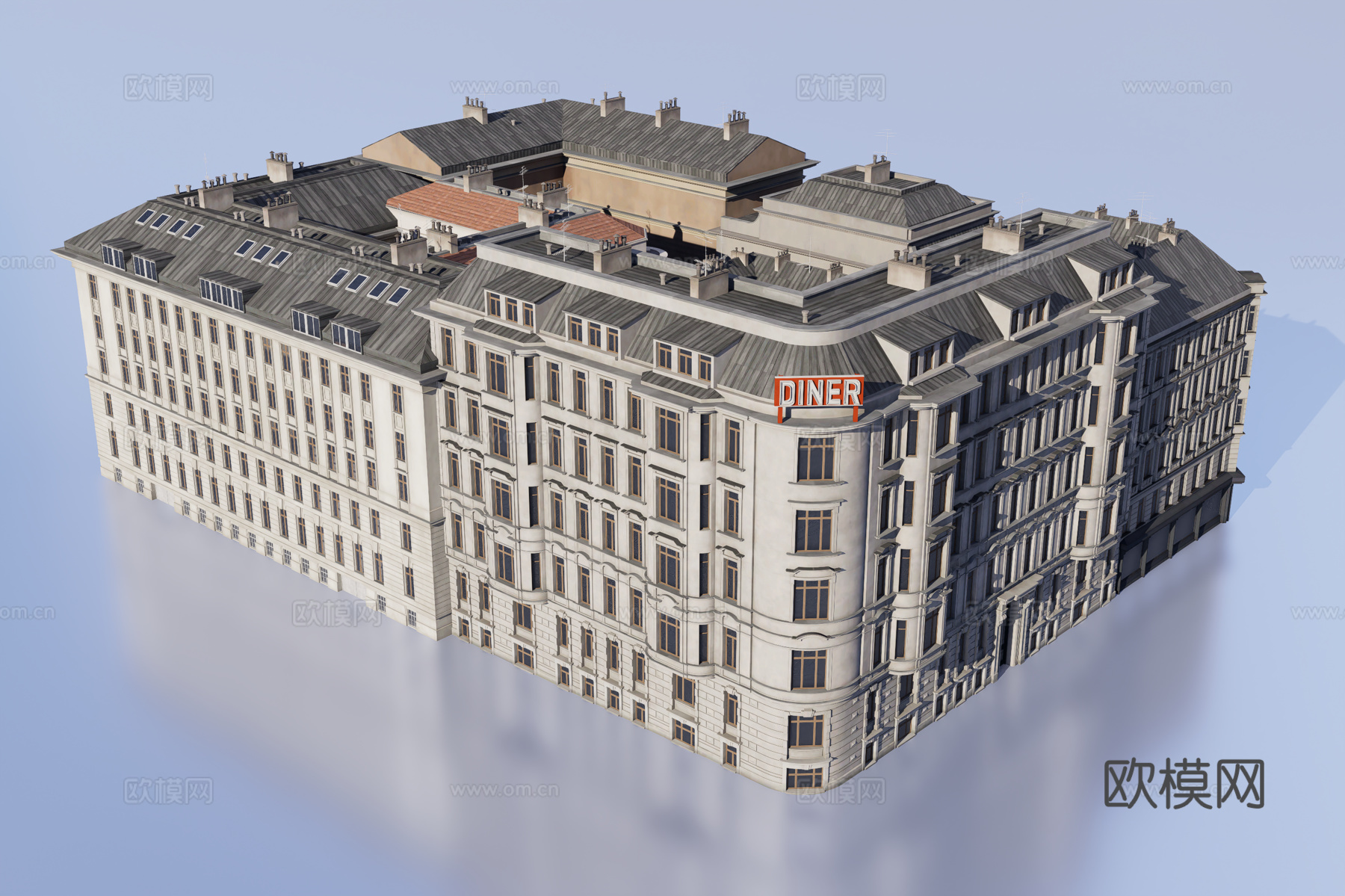 欧式围合建筑3d模型
