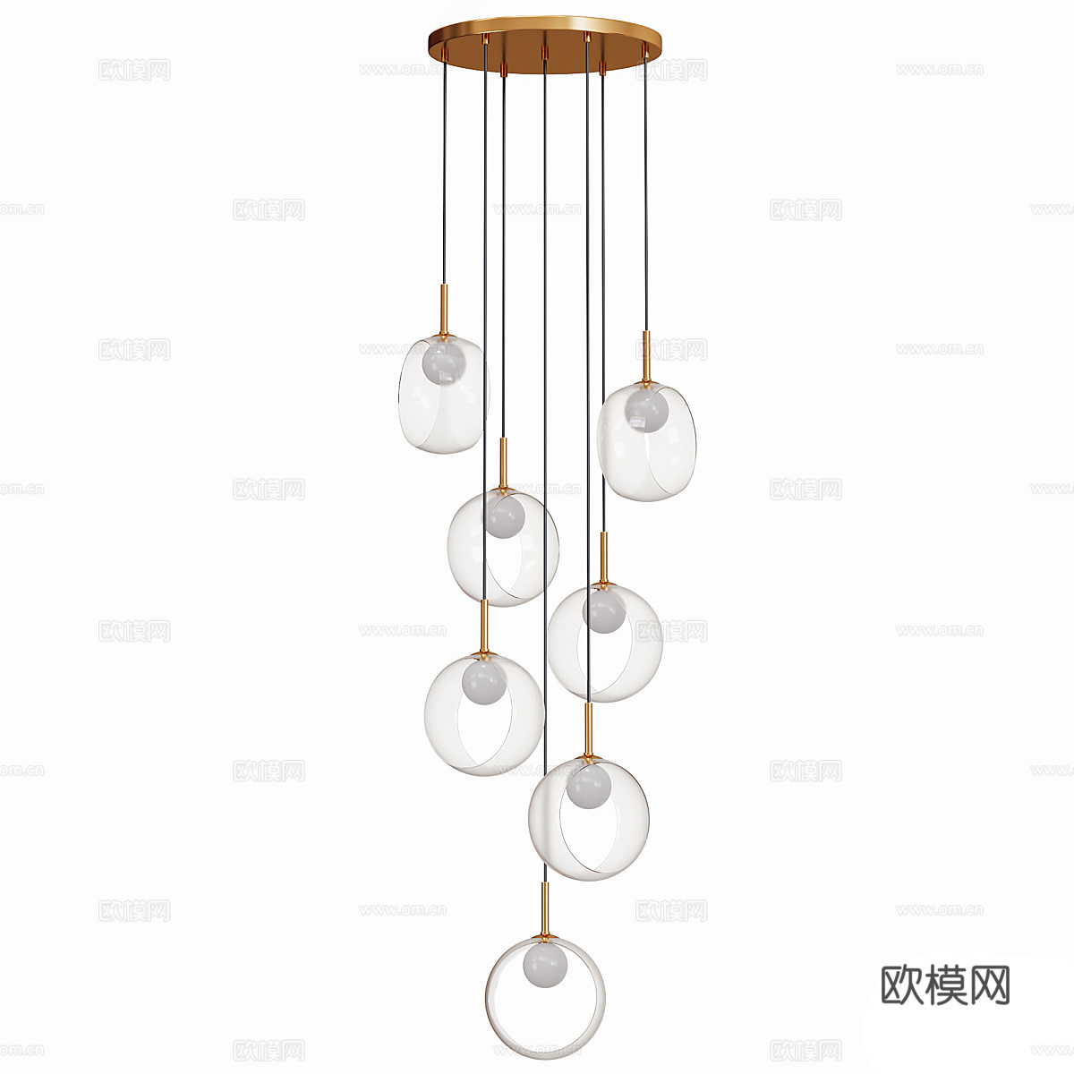 现代意式极简工艺吊灯3d模型