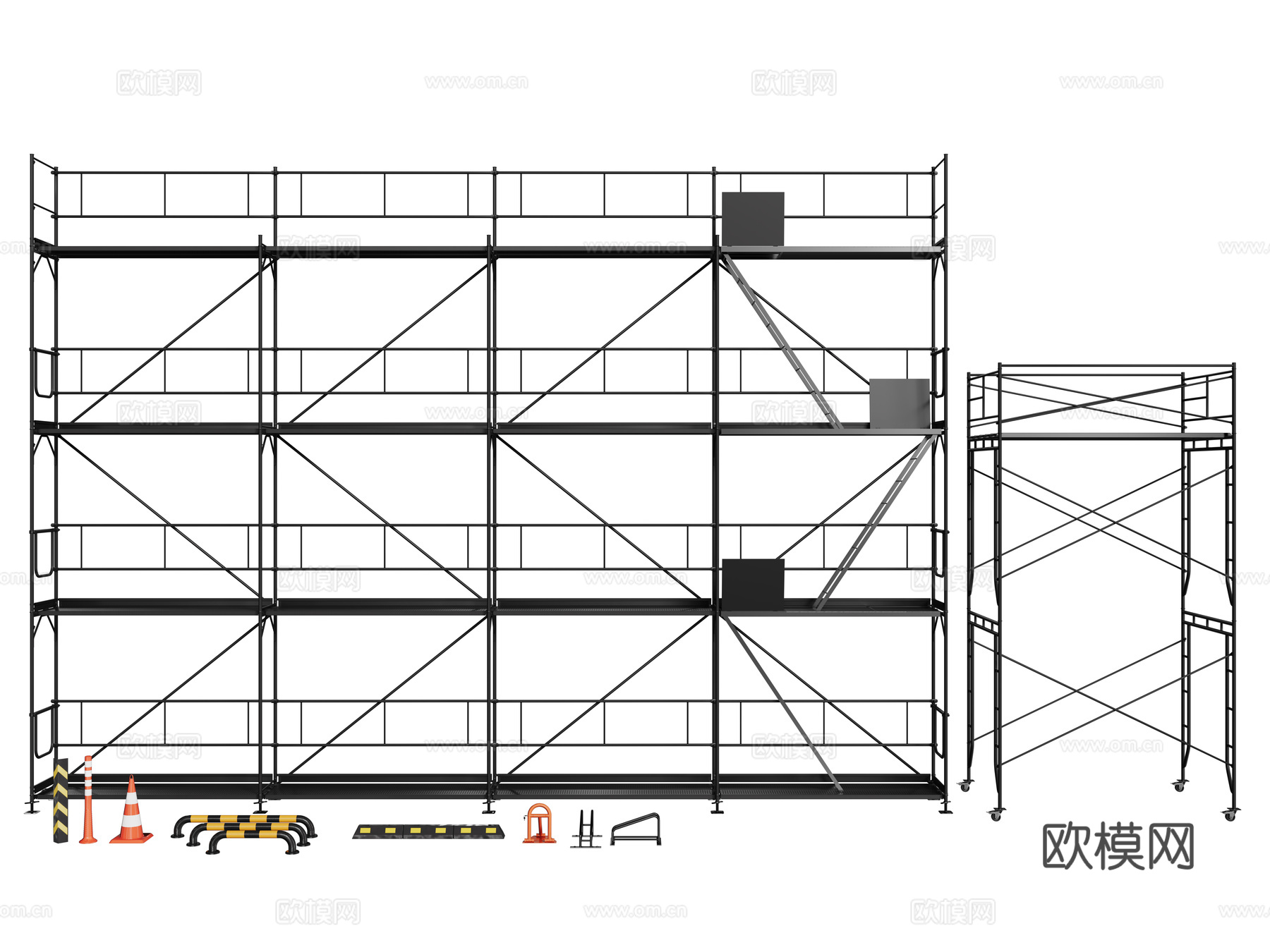 现代施工设备 建筑脚手架 安全架3d模型