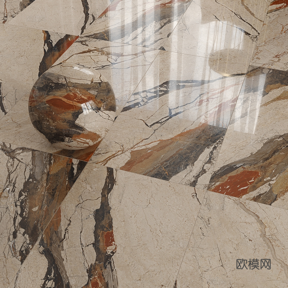 现代意式轻奢大理石 岩板 奢石 PU石材3d模型