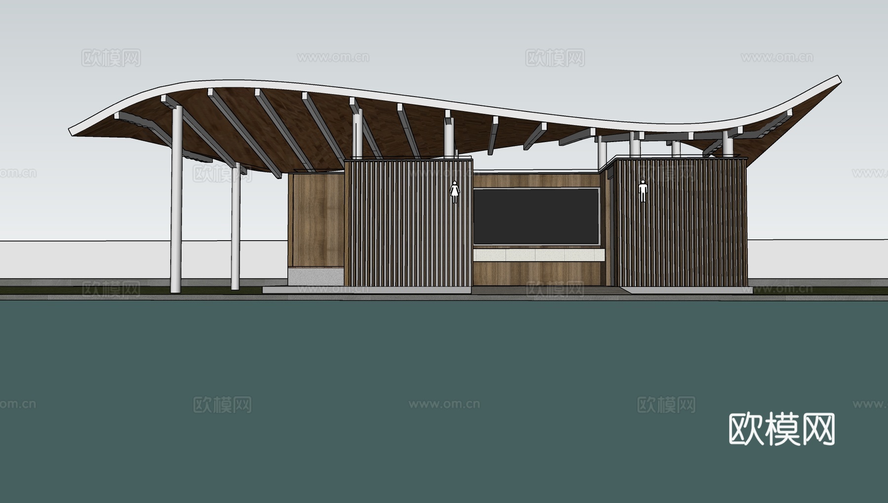 现代公厕建筑 厕所建筑 旅游厕所 公共卫生间su模型