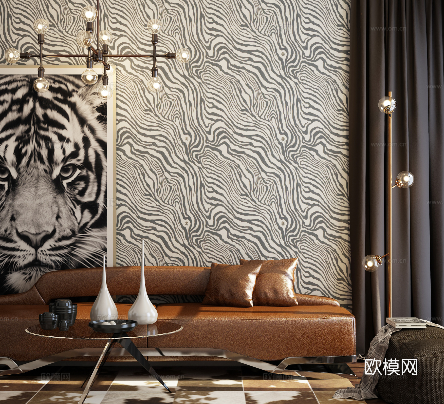 现代沙发装饰品吊灯3d模型