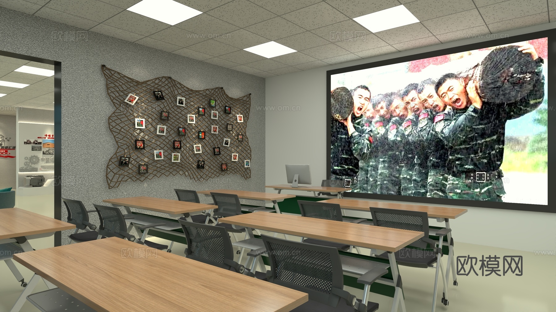 党建展厅设计-退役军人活动室3d模型