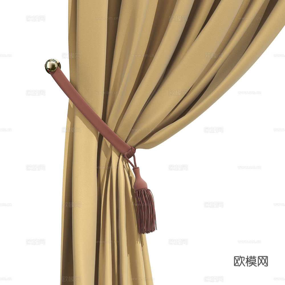 现代轻奢半圆形布艺窗帘3d模型