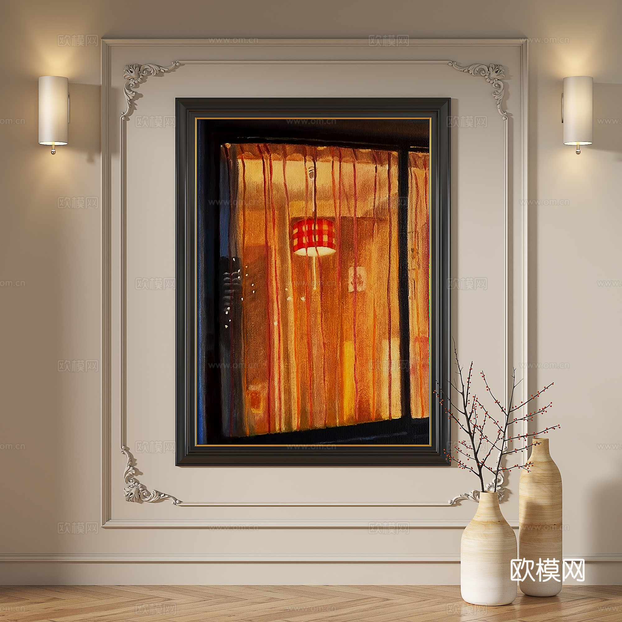 法式，复古，油画，现代，简约，轻奢，现代，装饰画3d模型