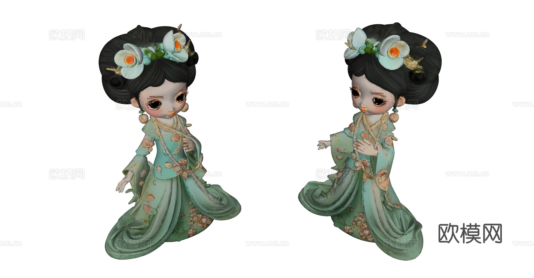 绿色花仙子雕塑su模型