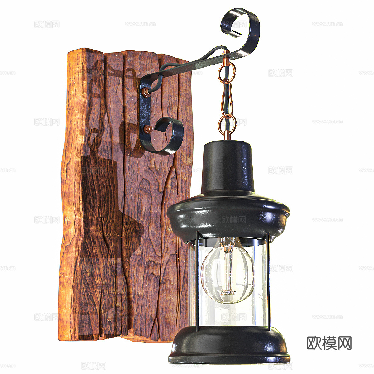 美式复古壁灯3d模型