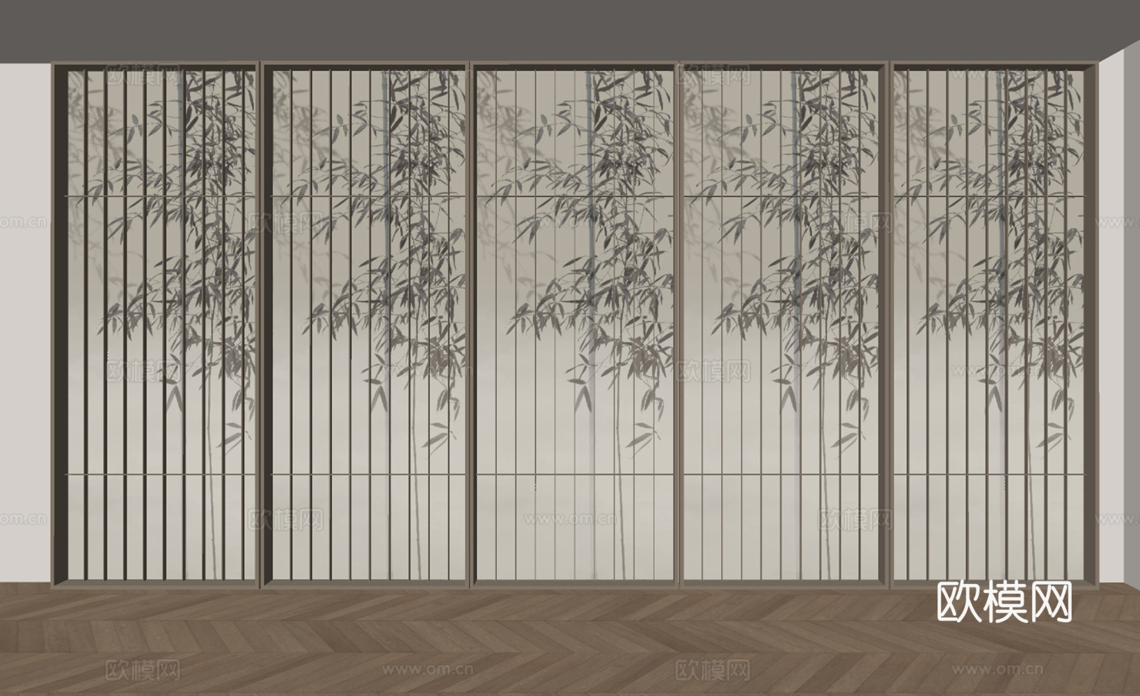 新中式屏风_屏风_隔断su模型