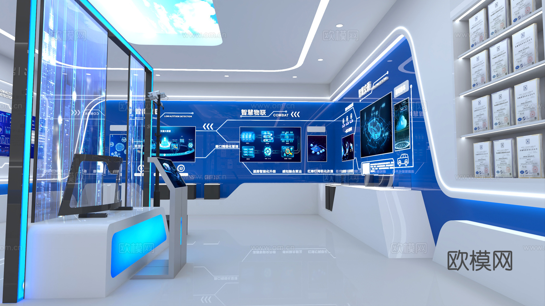 现代企业展厅-科技企业展厅科技展厅3d模型3d模型