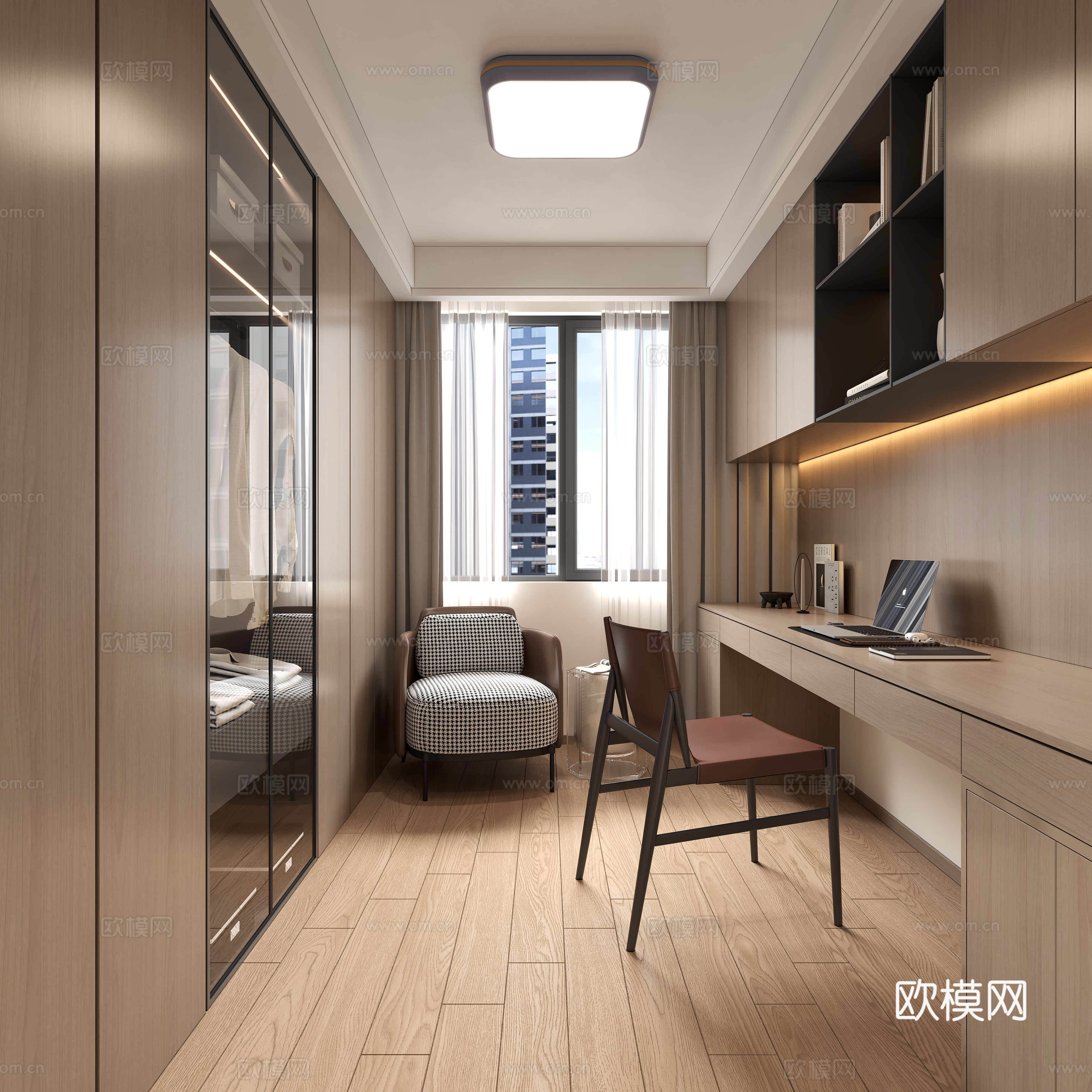 衣帽间 书柜 装饰柜 吸顶灯3d模型