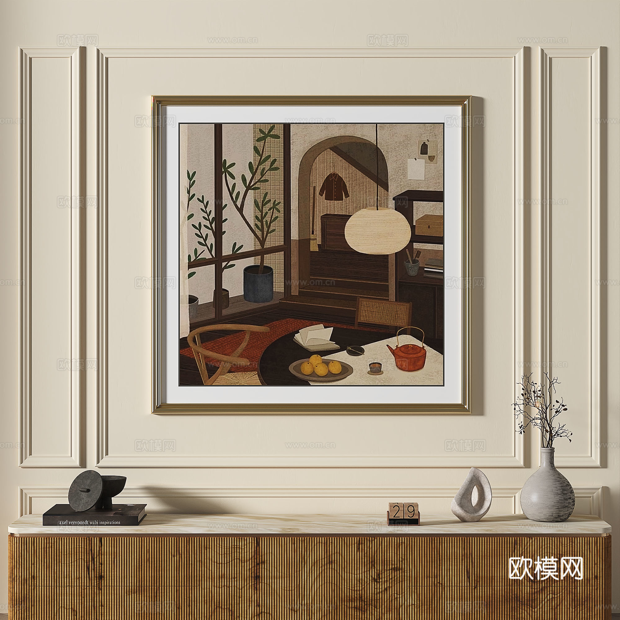 法式，复古，油画，简约，现代，轻奢，抽象，装饰画3d模型