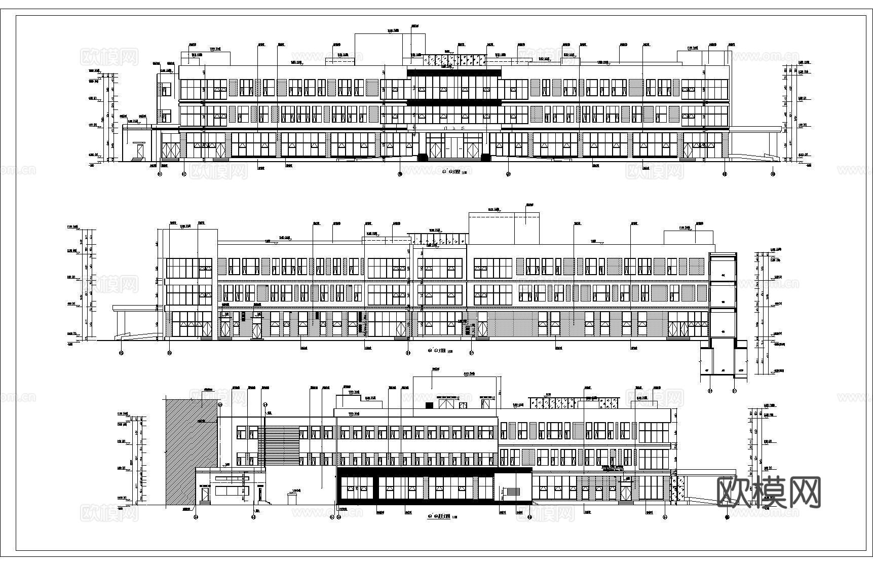 医院建筑 医疗建筑 门诊楼 综合楼 施工图 平面 立面 剖面cad施工图