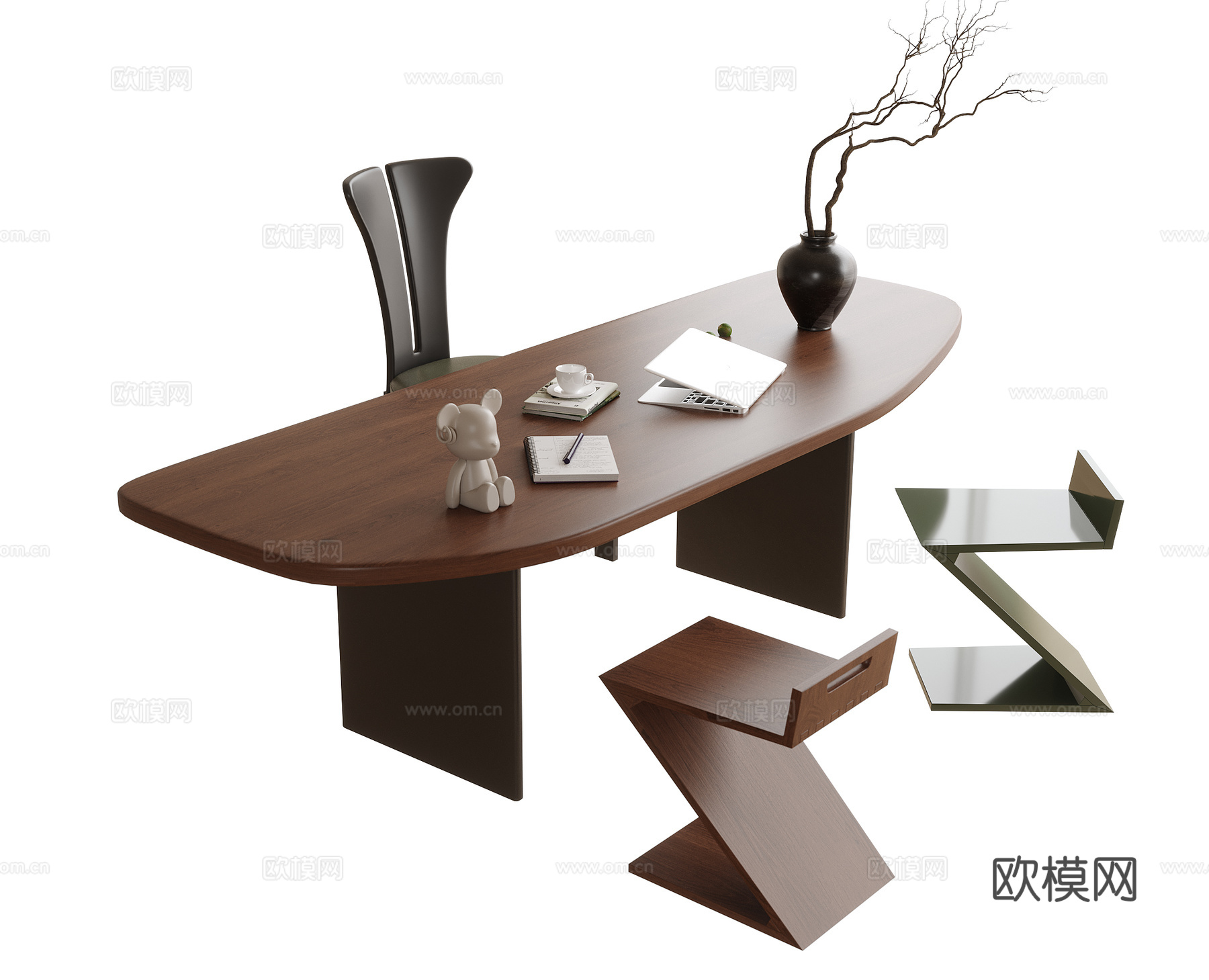 现代书桌椅 凳子 书桌3d模型